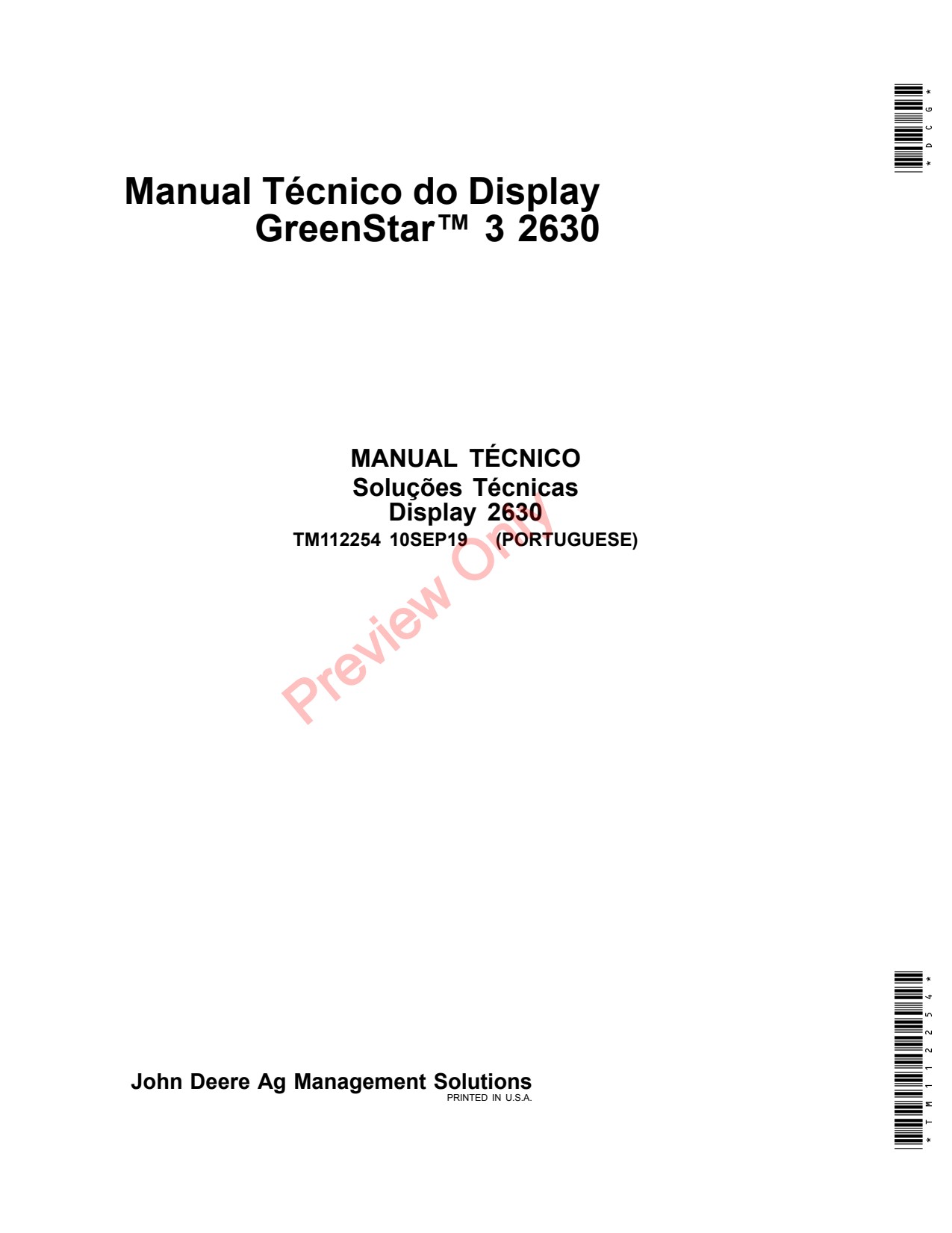 John Deere AMS GreenStar 3 2630 Precision Ag Electronics Technical Manual TM112254 PT 1 John Deere AMS GreenStar 3 2630 Precision Ag Electronics Technical Manual TM112254 PT