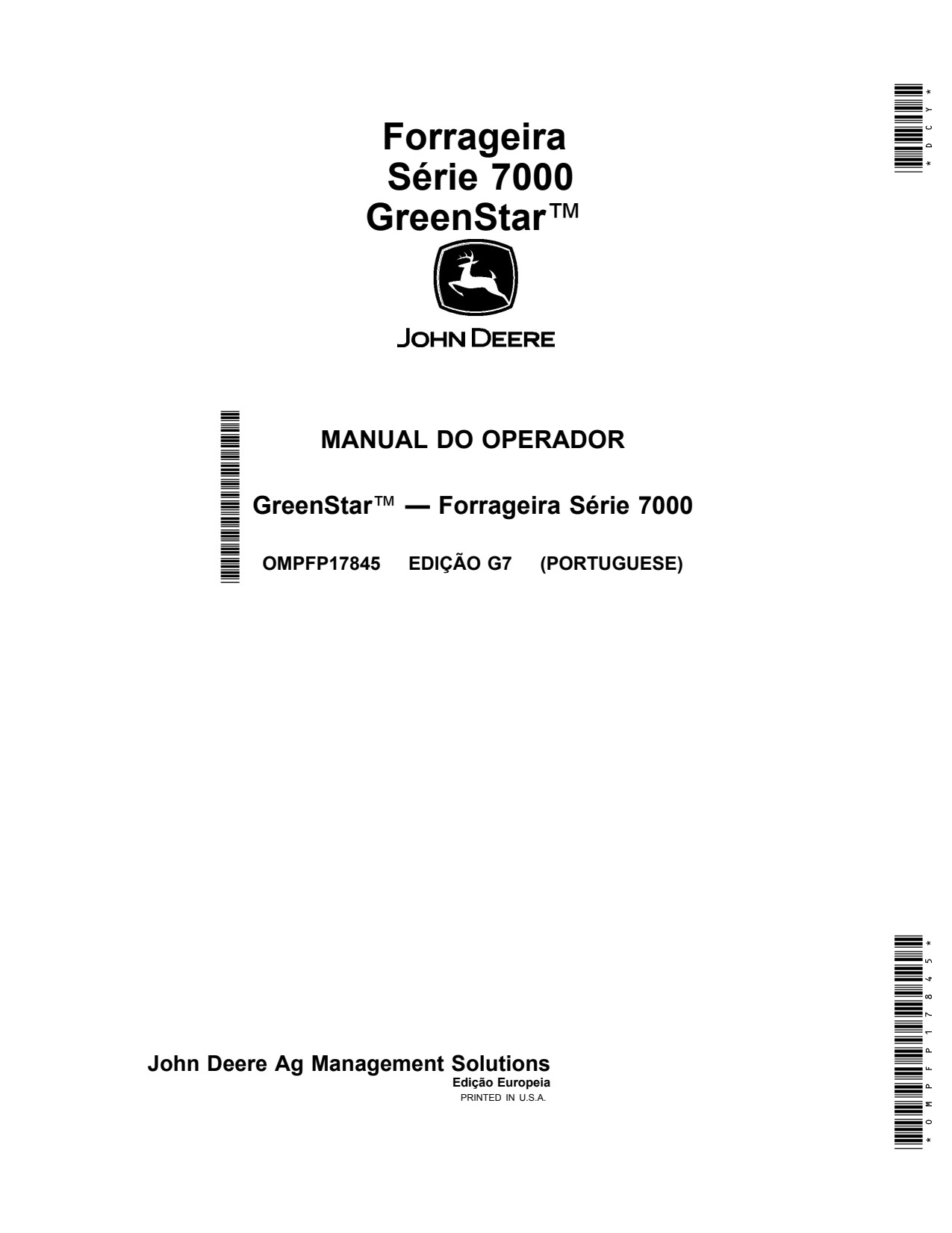 John Deere AMS GreenStar 7000 Precision Ag Electronics Operator Manual OMPFP17845 PT 1 John Deere AMS GreenStar 7000 Precision Ag Electronics Operator Manual OMPFP17845 PT