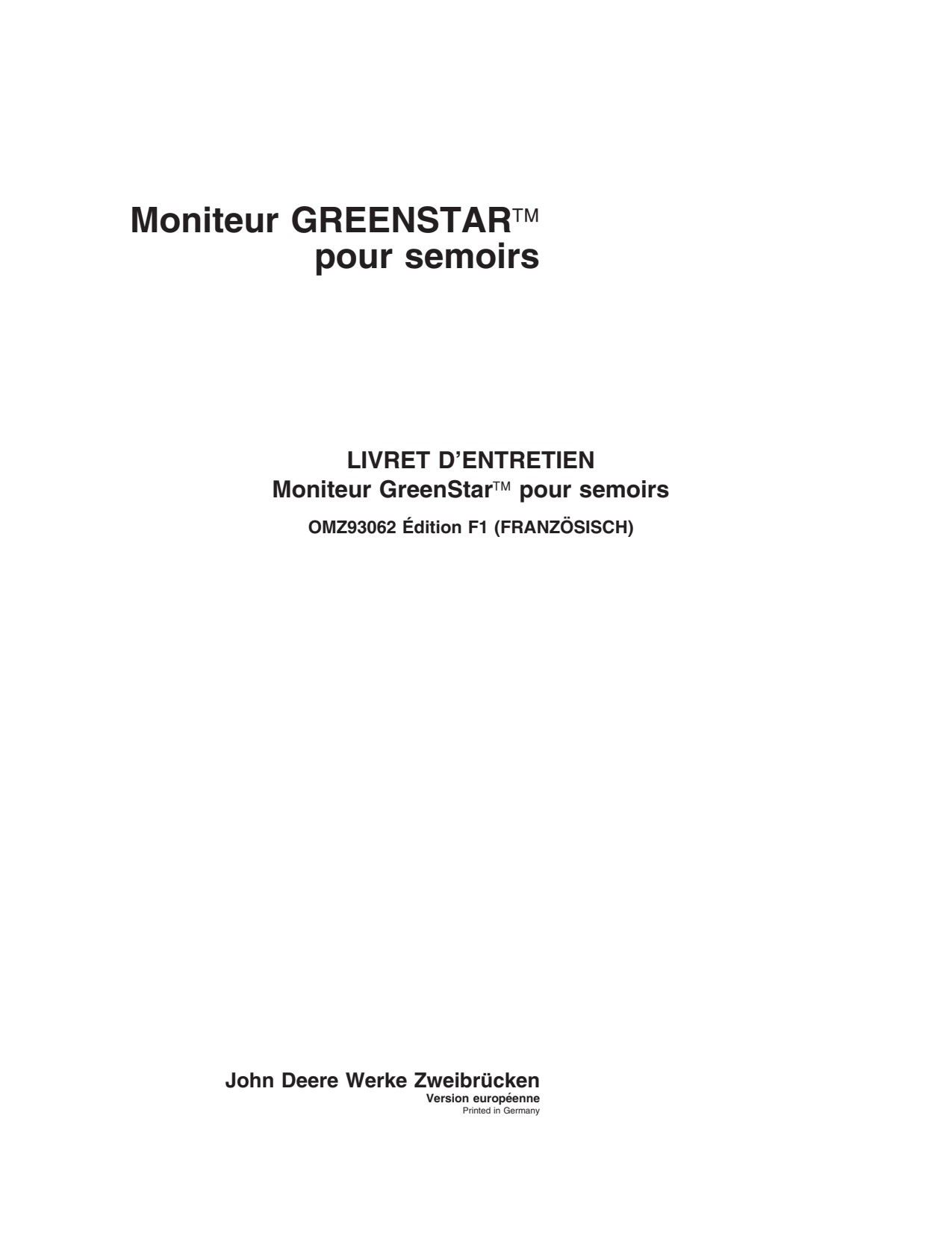 John Deere AMS GreenStar Forage Harvester Precision Ag Electronics Operator Manual OMZ93062 FR 1 John Deere AMS GreenStar Forage Harvester Precision Ag Electronics Operator Manual OMZ93062 FR