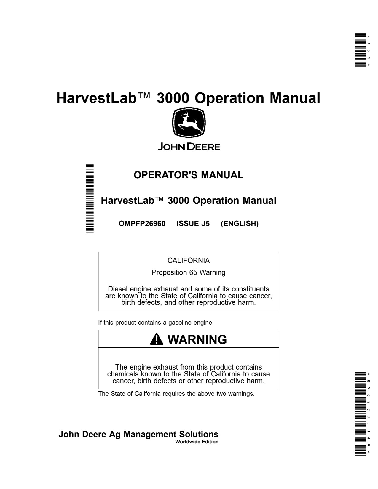 John Deere AMS HarvestLab 3000 S760 to S780 S785 S790 Precision Ag Electronics Operator Manual OMPFP26960 1 John Deere AMS HarvestLab 3000 S760 to S780 S785 S790 Precision Ag Electronics Operator Manual OMPFP26960