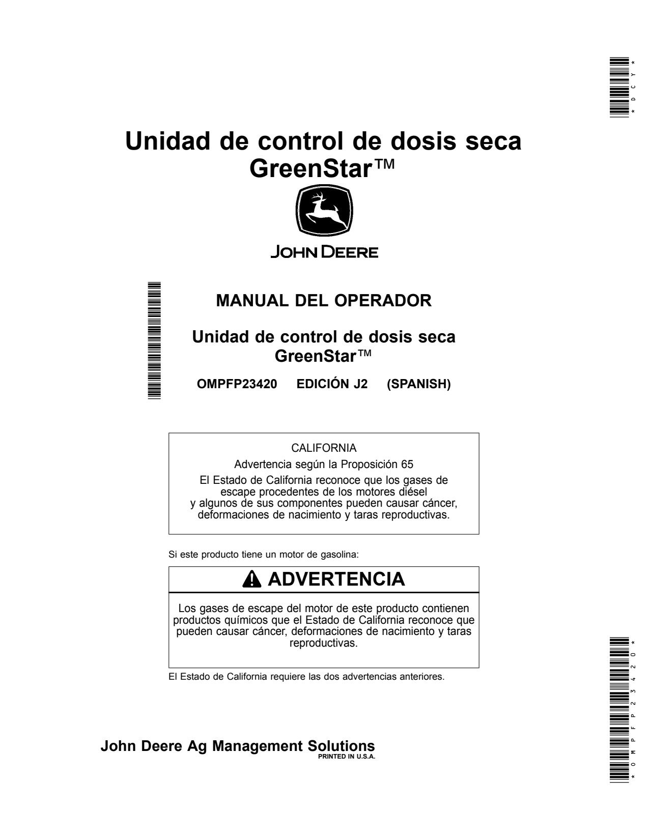 John Deere AMS Rate Controller GreenStar Precision Ag Electronics Operator Manual OMPFP23420 ES 1 John Deere AMS Rate Controller GreenStar Precision Ag Electronics Operator Manual OMPFP23420 ES