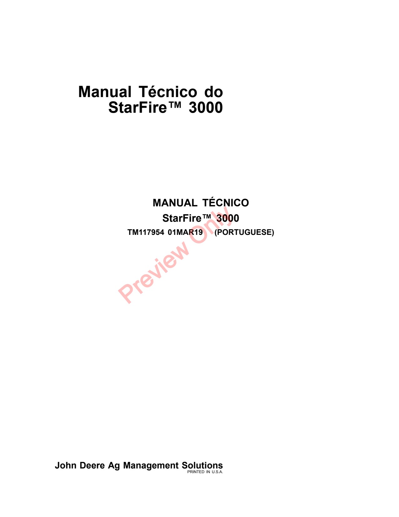 John Deere AMS StarFire 3000 Precision Ag Electronics Technical Manual TM117954 PT 1 John Deere AMS StarFire 3000 Precision Ag Electronics Technical Manual TM117954 PT