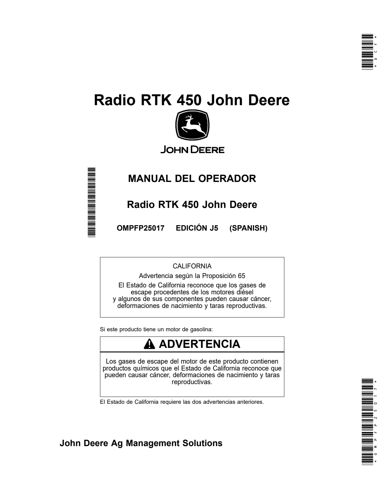 John Deere AMS StarFire RTK Radio 450 Precision Ag Electronics Operator Manual OMPFP25017 ES 1 John Deere AMS StarFire RTK Radio 450 Precision Ag Electronics Operator Manual OMPFP25017 ES