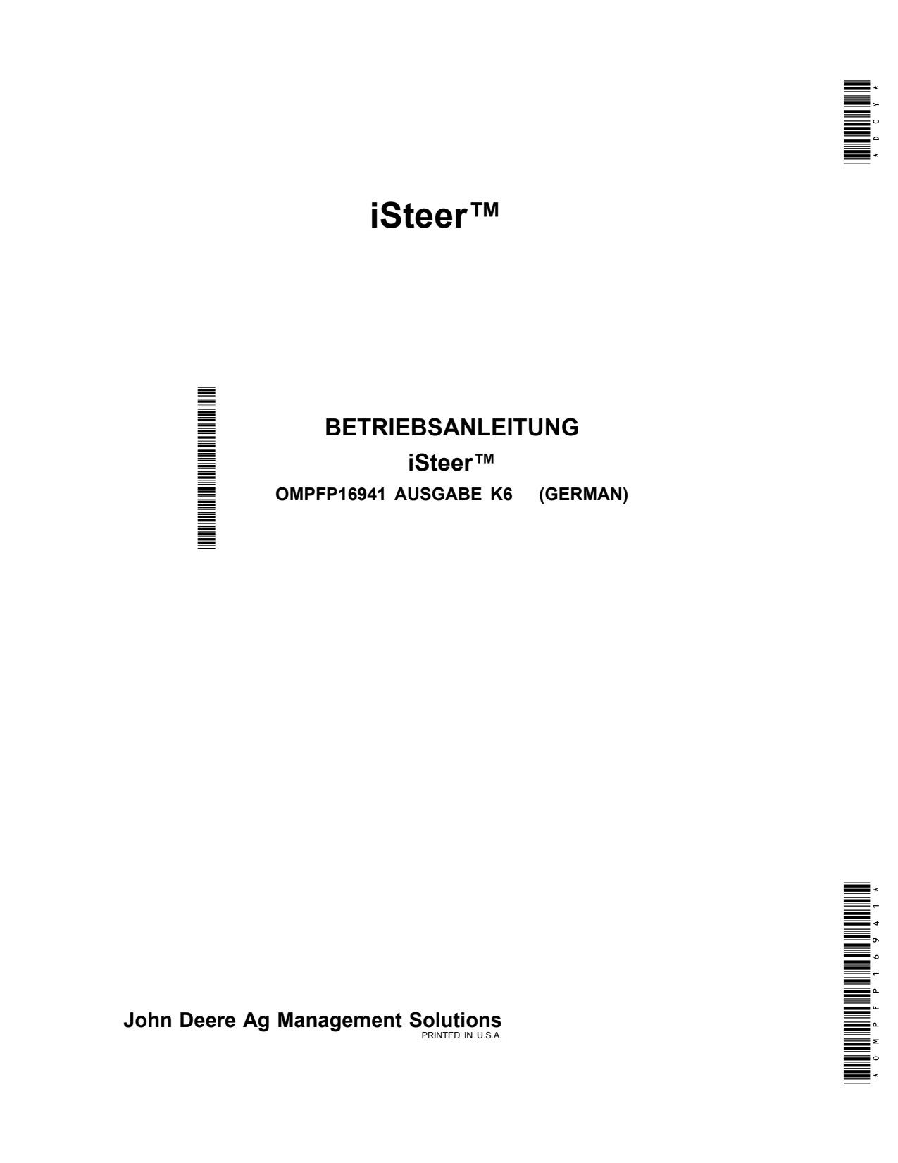 John Deere AMS iSteer Precision Ag Electronics Operator Manual OMPFP16941 DE 1 John Deere AMS iSteer Precision Ag Electronics Operator Manual OMPFP16941 DE