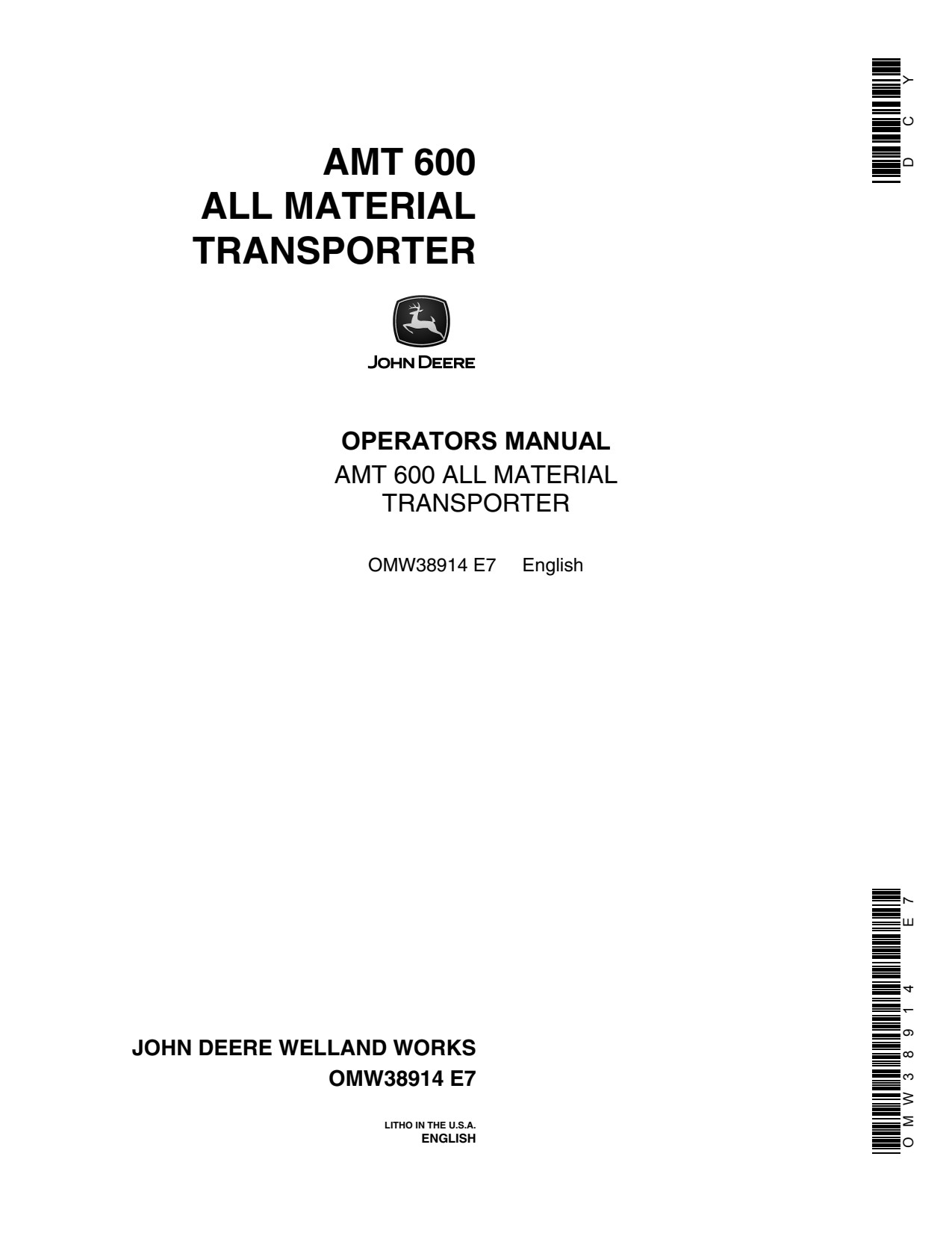 John Deere AMT600 600 Utility Vehicle Operator Manual OMW38914 1 John Deere AMT600 600 Utility Vehicle Operator Manual OMW38914