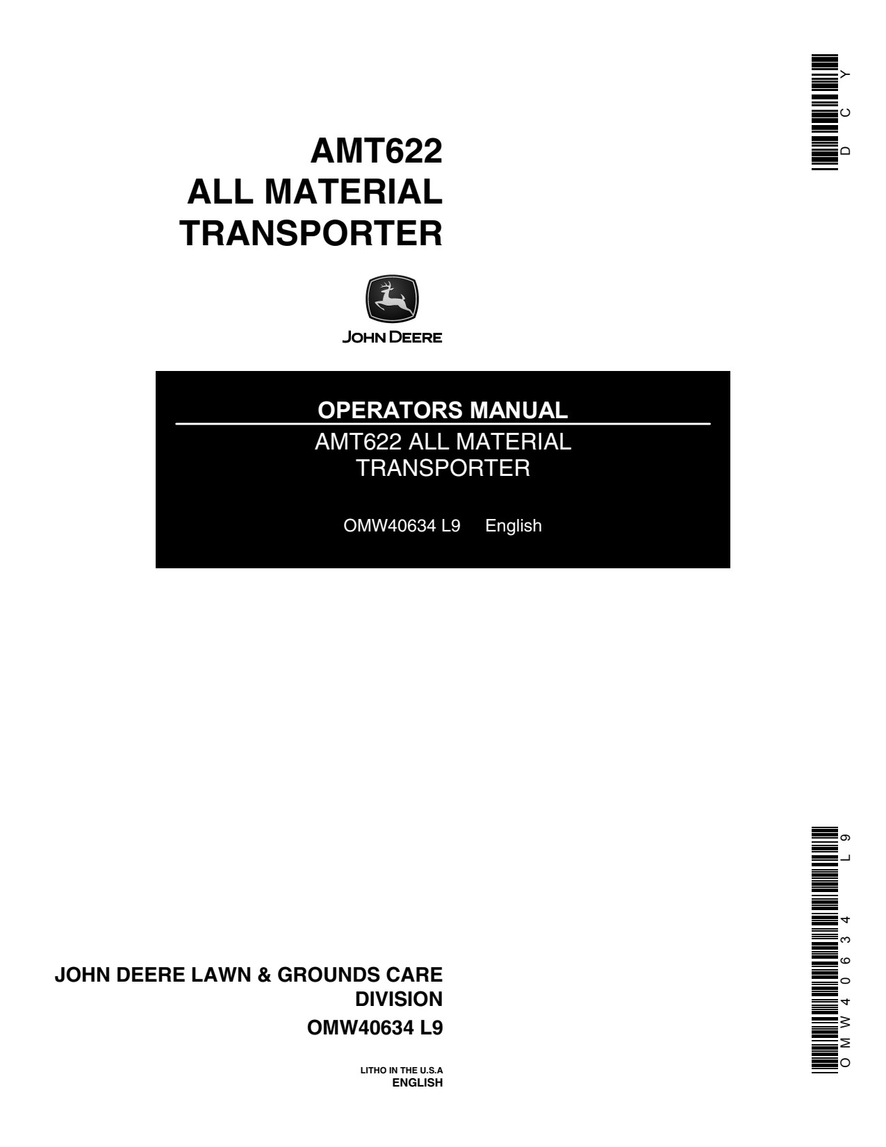 John Deere AMT622 622 Utility Vehicle Operator Manual OMW40634 1 John Deere AMT622 622 Utility Vehicle Operator Manual OMW40634