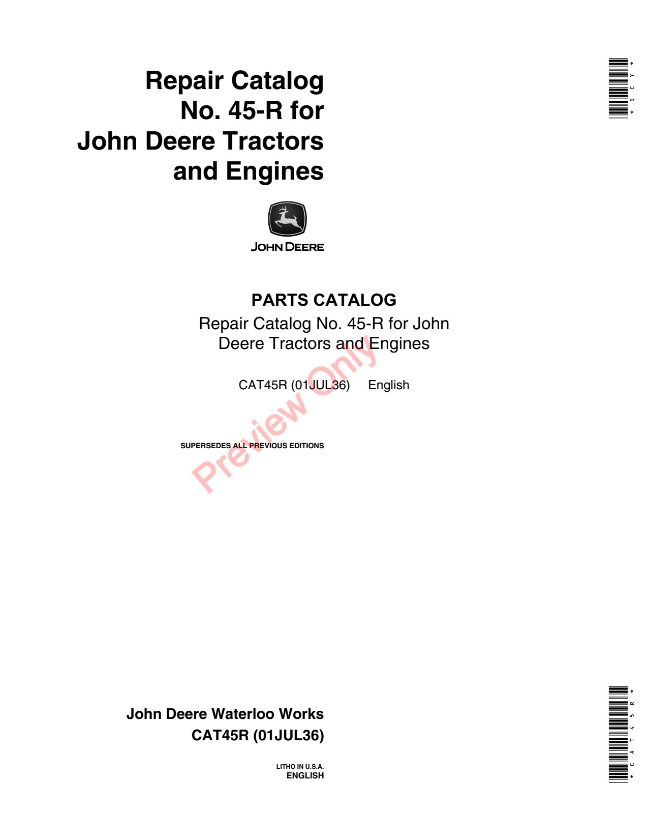 John Deere AN AW BR D BI DI 111 113 A BO Engine Parts Catalog CAT45R 1 John Deere AN AW BR D BI DI 111 113 A BO Engine Parts Catalog CAT45R