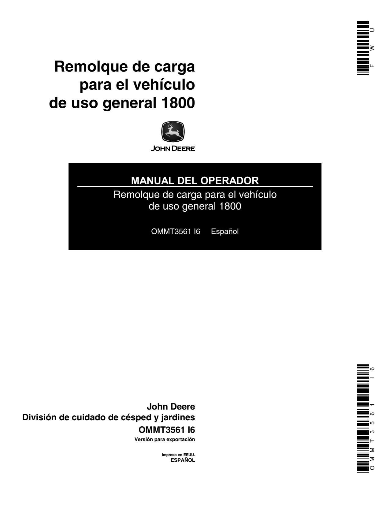 John Deere Attachment 1800 Corrugator Operator Manual OMMT3561 ES 1 John Deere Attachment 1800 Corrugator Operator Manual OMMT3561 ES