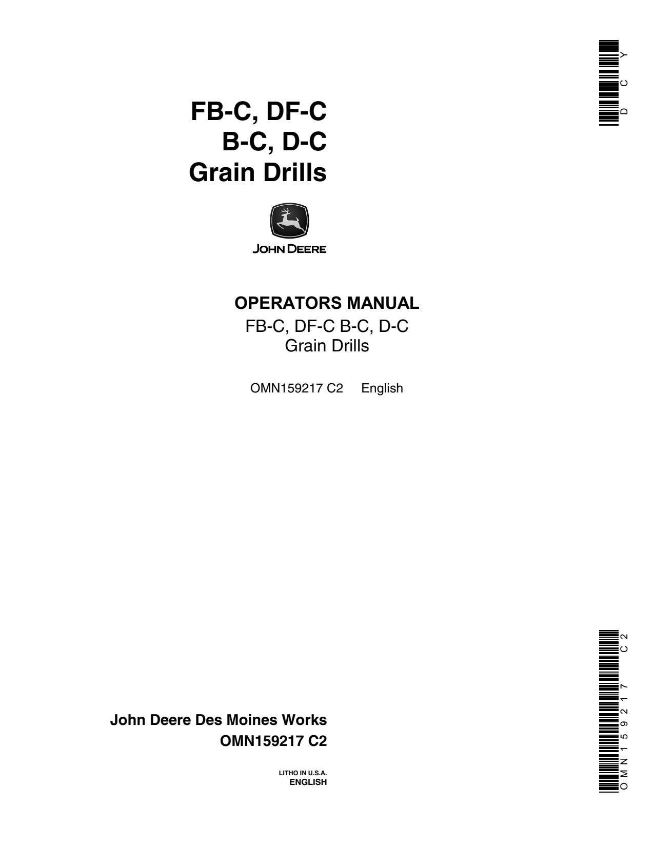 John Deere B-C D-C DF-C FB-C Grain Drill Operator Manual OMN159217 1 John Deere B-C D-C DF-C FB-C Grain Drill Operator Manual OMN159217