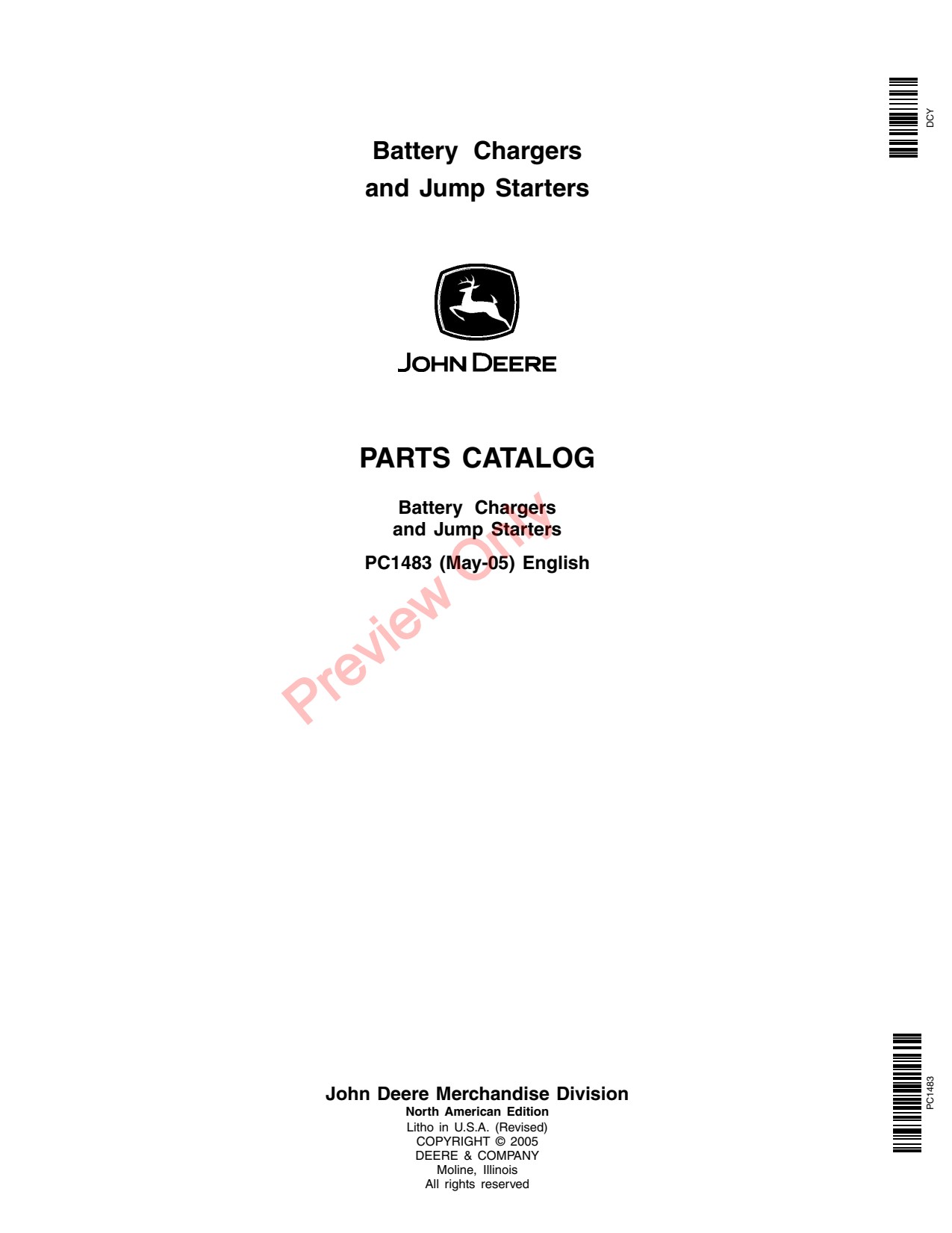 John Deere Battery Chargers Jump Starters Charger Parts Catalog PC1483 1 John Deere Battery Chargers Jump Starters Charger Parts Catalog PC1483