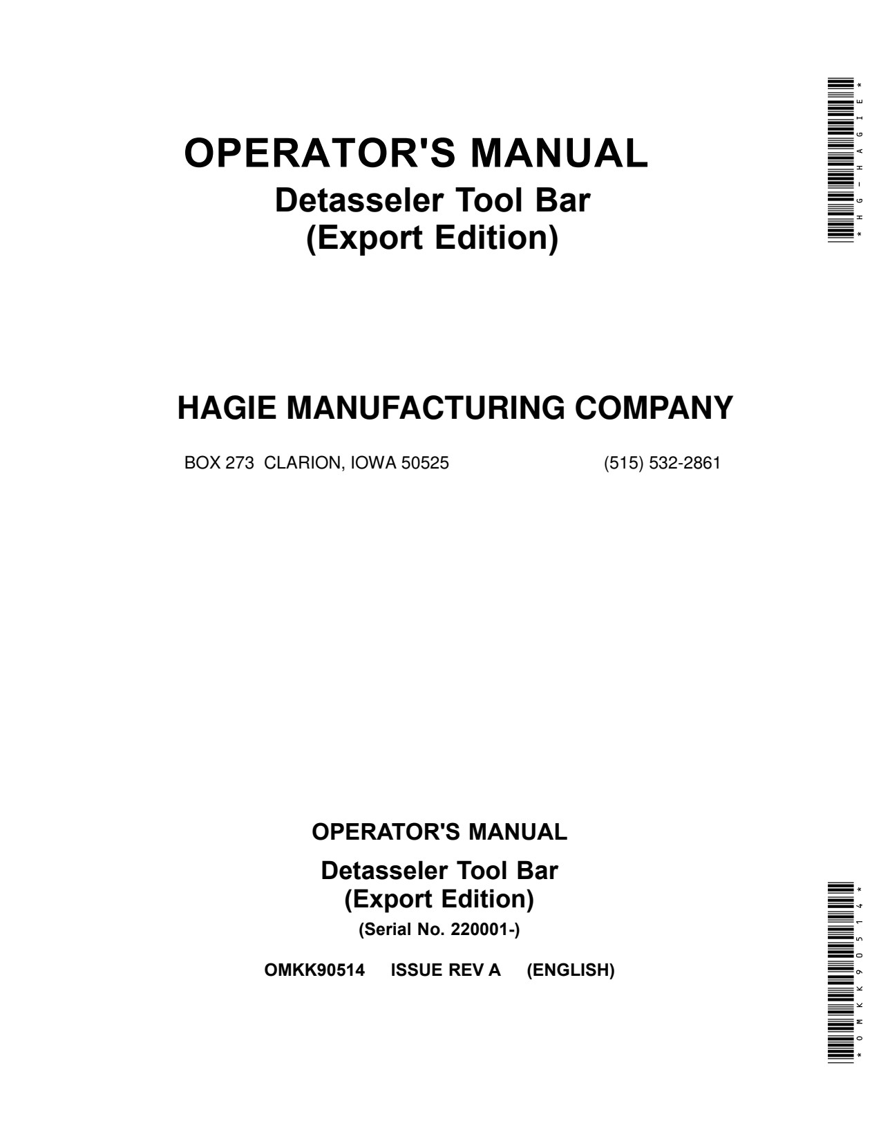 John Deere Boom Detasseler Operator Manual OMKK90514 1 John Deere Boom Detasseler Operator Manual OMKK90514