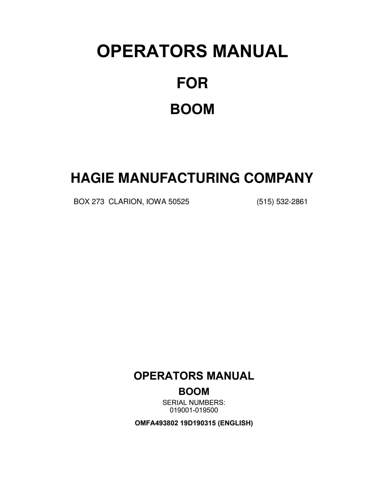John Deere Boom Self-Propelled Sprayer Operator Manual OMFA493802 1 John Deere Boom Self-Propelled Sprayer Operator Manual OMFA493802