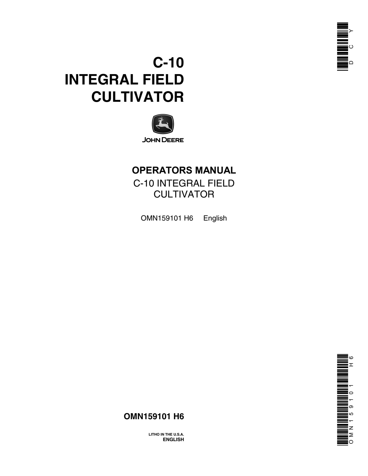 John Deere C-10 Integral Field Cultivator Operator Manual OMN159101 1 John Deere C-10 Integral Field Cultivator Operator Manual OMN159101
