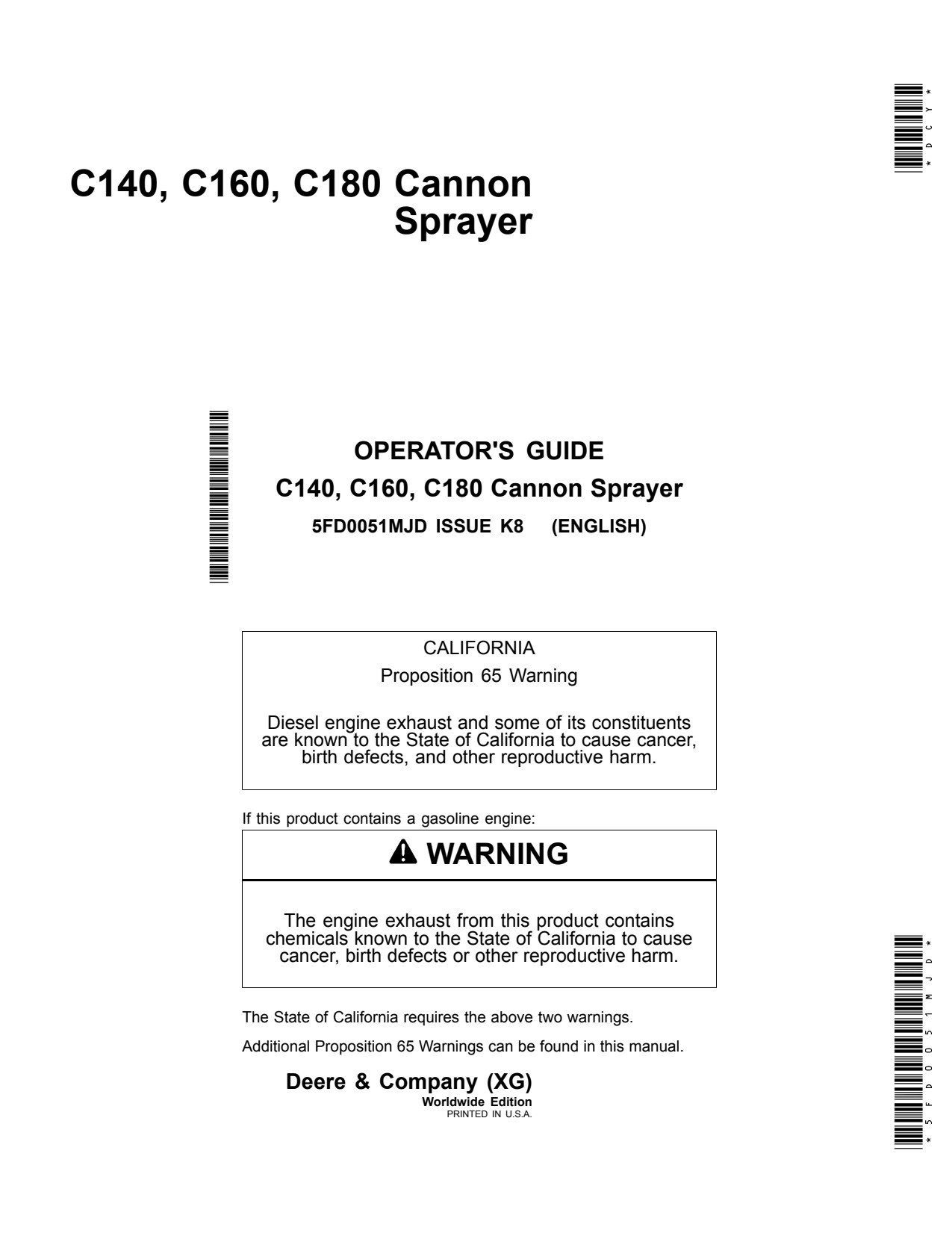 John Deere C140 to C180 Mounted Cannon Sprayer Operator Manual 5FD0051MJD 1 John Deere C140 to C180 Mounted Cannon Sprayer Operator Manual 5FD0051MJD