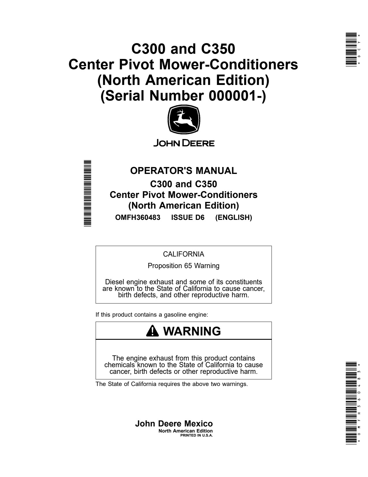 John Deere C300 C350 Center Pivot Mower Conditioner Operator Manual OMFH360483 1 John Deere C300 C350 Center Pivot Mower Conditioner Operator Manual OMFH360483