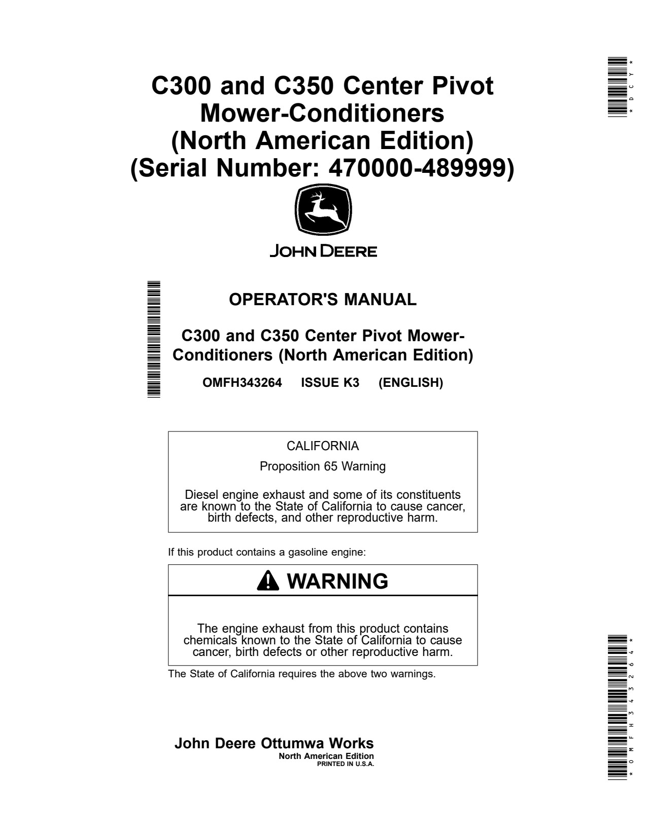 John Deere C350 C300 Center Pivot Mower Conditioner Operator Manual OMFH343264 1 John Deere C350 C300 Center Pivot Mower Conditioner Operator Manual OMFH343264