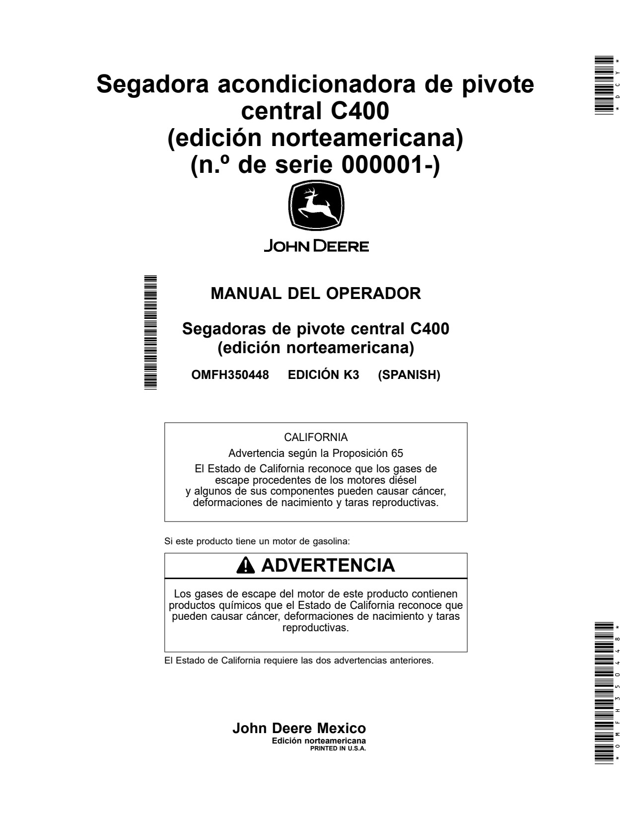 John Deere C400 Center Pivot Mower Conditioner Operator Manual OMFH350448 ES 1 John Deere C400 Center Pivot Mower Conditioner Operator Manual OMFH350448 ES