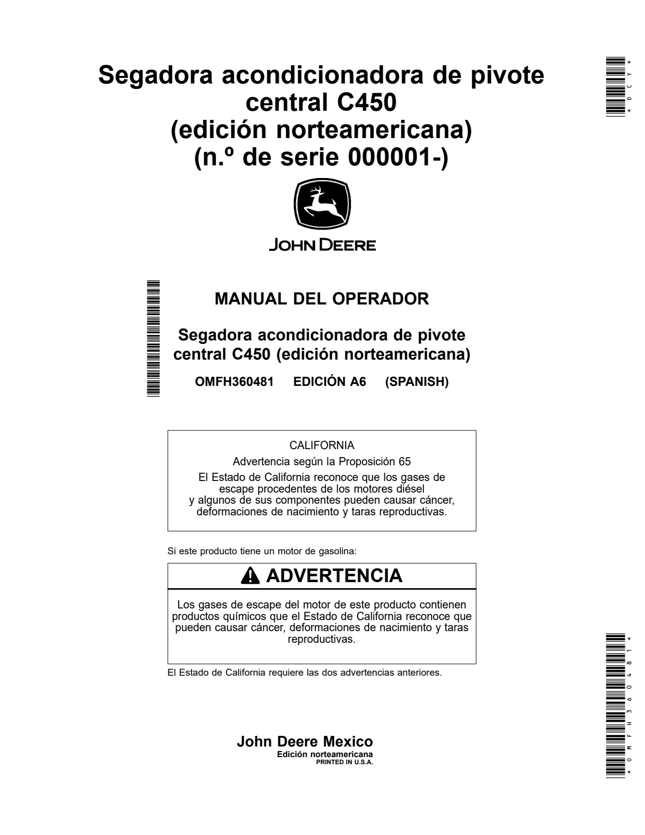 John Deere C450 Center Pivot Mower Conditioner Operator Manual OMFH360481 ES 1 John Deere C450 Center Pivot Mower Conditioner Operator Manual OMFH360481 ES