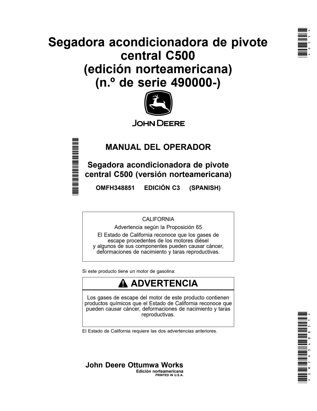 John Deere C500 Center Pivot Mower Conditioner Operator Manual OMFH348851 ES 1 John Deere C500 Center Pivot Mower Conditioner Operator Manual OMFH348851 ES