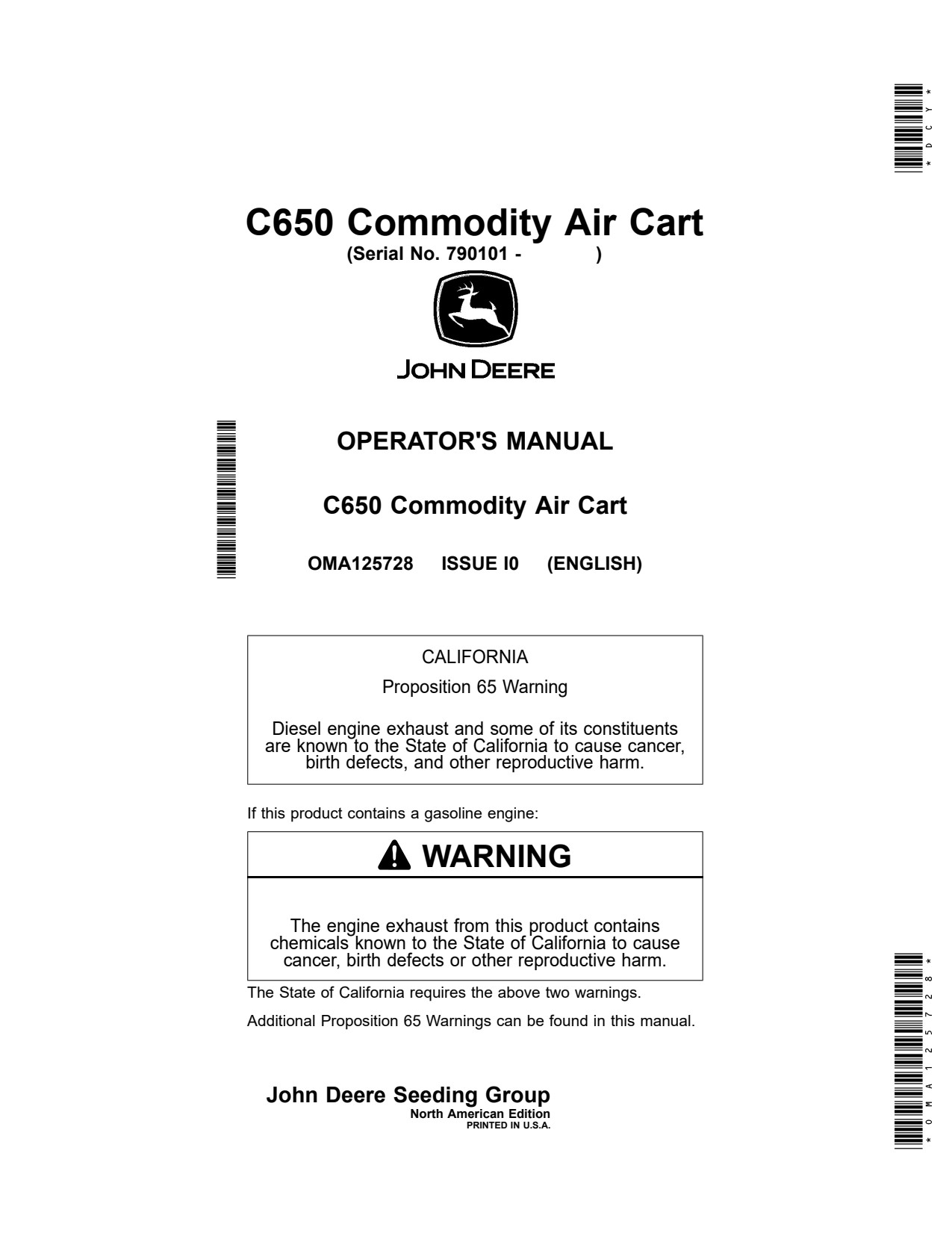 John Deere C650 Commodity Air Cart Operator Manual OMA125728 1 John Deere C650 Commodity Air Cart Operator Manual OMA125728