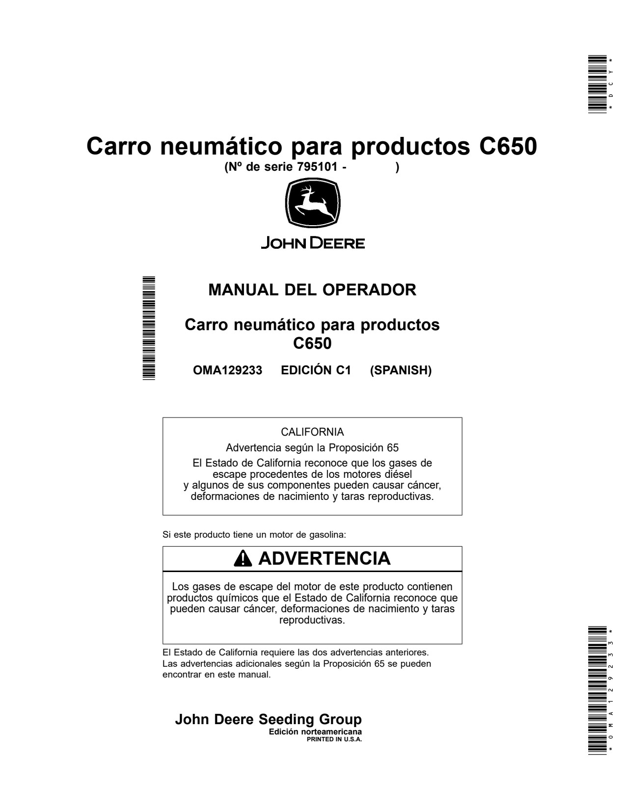 John Deere C650 Commodity Air Cart Operator Manual OMA129233 ES 1 John Deere C650 Commodity Air Cart Operator Manual OMA129233 ES