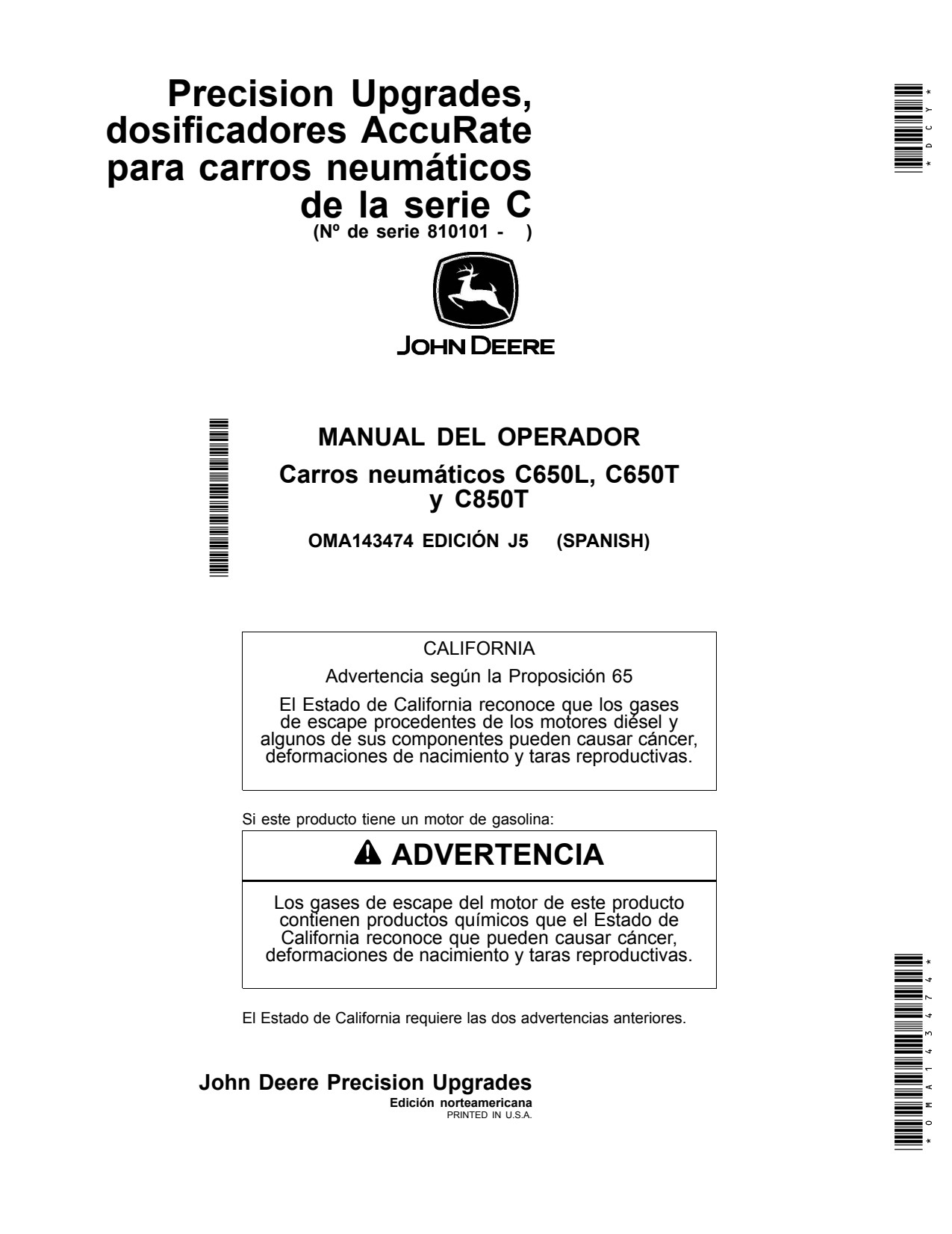John Deere C650L C650T C850T Air Cart Operator Manual OMA143474 ES 1 John Deere C650L C650T C850T Air Cart Operator Manual OMA143474 ES