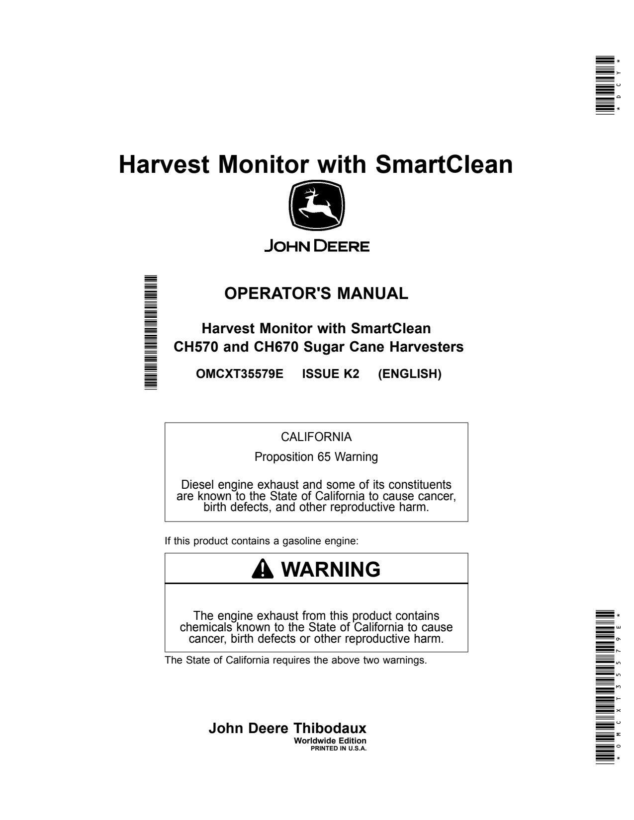 John Deere CH570 CH670 Precision Ag Electronics Harvest Monitor Operator Manual OMCXT35579E 1 John Deere CH570 CH670 Precision Ag Electronics Harvest Monitor Operator Manual OMCXT35579E