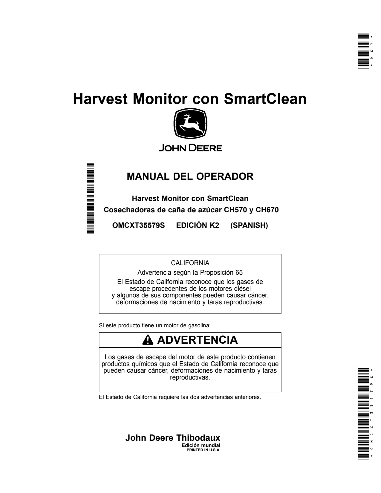 John Deere CH570 CH670 Precision Ag Electronics Harvest Monitor Operator Manual OMCXT35579S ES 1 John Deere CH570 CH670 Precision Ag Electronics Harvest Monitor Operator Manual OMCXT35579S ES