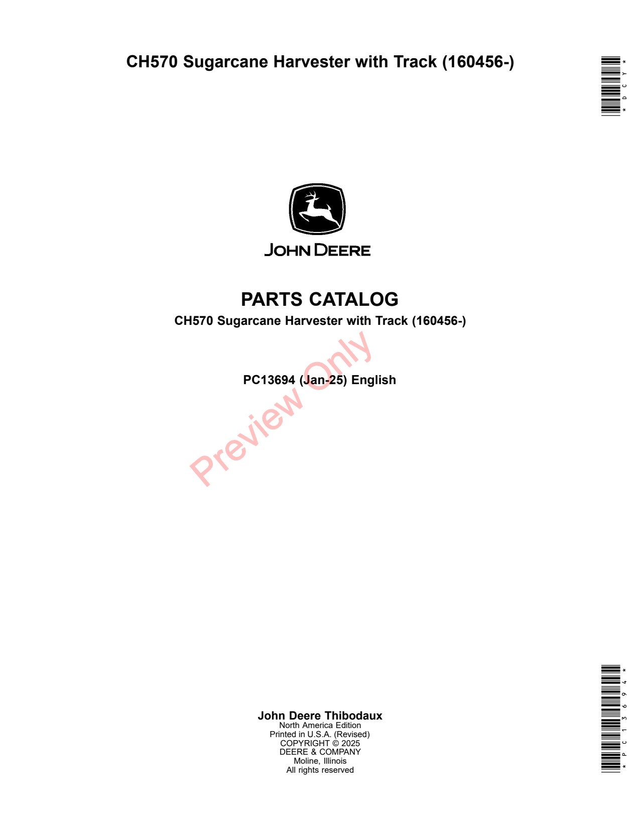 John Deere CH570 Sugar Cane Harvester Parts Catalog PC13694 1 John Deere CH570 Sugar Cane Harvester Parts Catalog PC13694