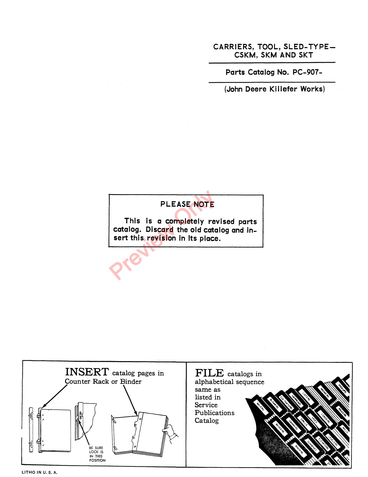 John Deere CSKM Sled-type Drawn Tool Carrier Parts Catalog PC907 1 John Deere CSKM Sled-type Drawn Tool Carrier Parts Catalog PC907