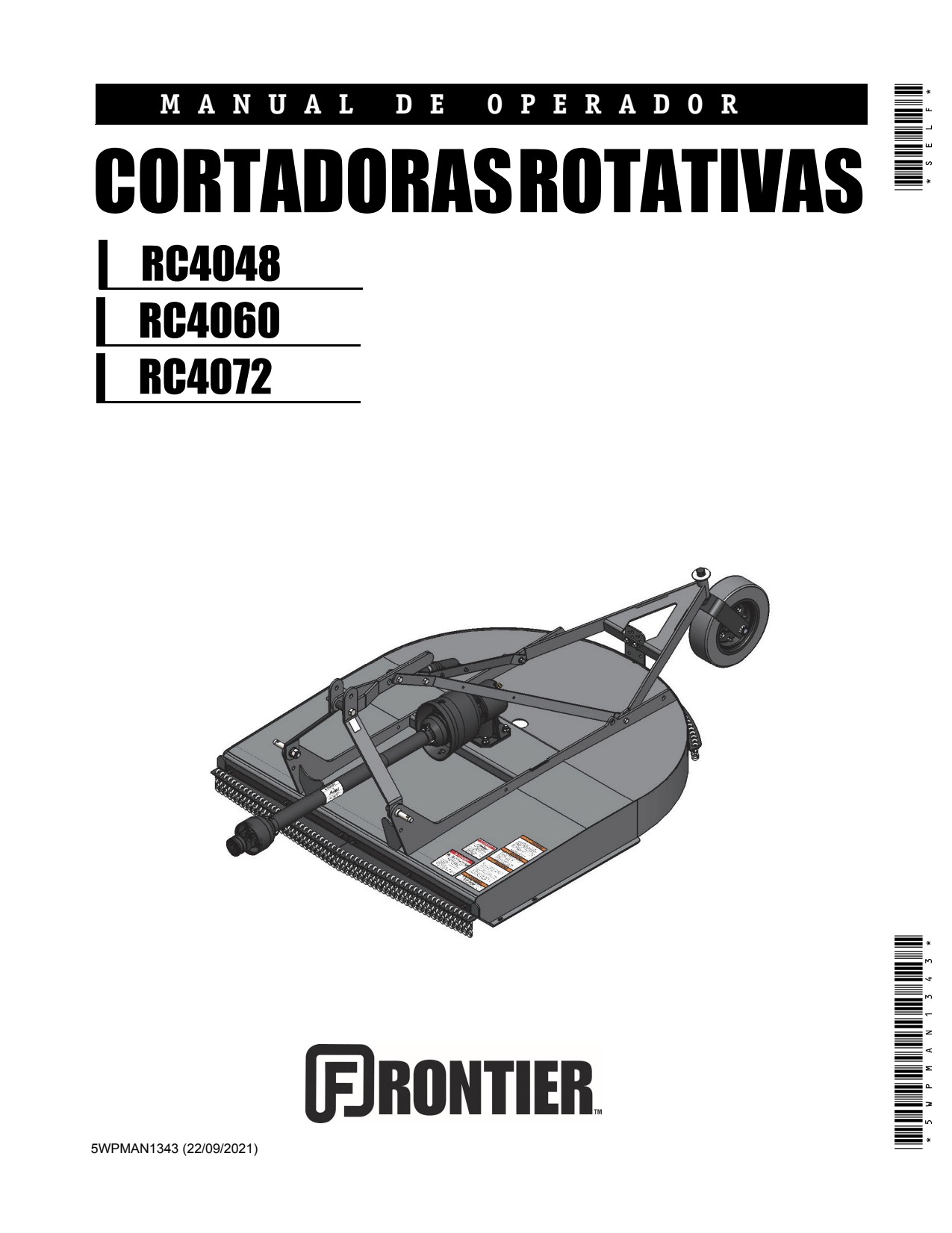 John Deere Cutters RC4048 RC4060 RC4072 Rotary Cutter Operator's Manual 5WPMAN1343 ES 1 John Deere Cutters RC4048 RC4060 RC4072 Rotary Cutter Operator's Manual 5WPMAN1343 ES