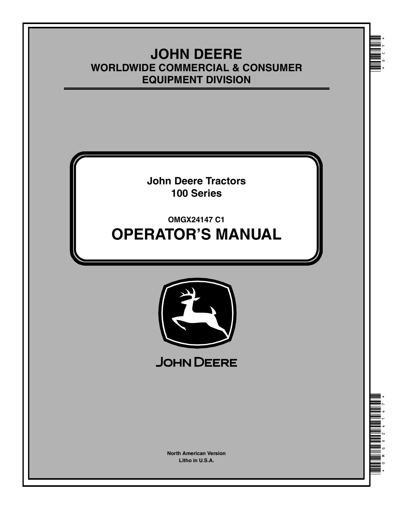 John Deere D100 to D170 Lawn Tractor Operator Manual OMGX24147 1 John Deere D100 to D170 Lawn Tractor Operator Manual OMGX24147
