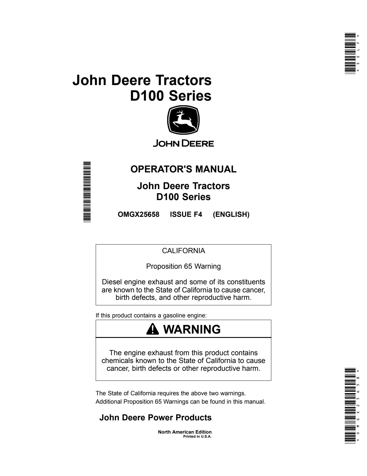 John Deere D160 D105 D110 D125 D130 D140 D170 D100 Tractor Operator Manual OMGX25658 1 John Deere D160 D105 D110 D125 D130 D140 D170 D100 Tractor Operator Manual OMGX25658