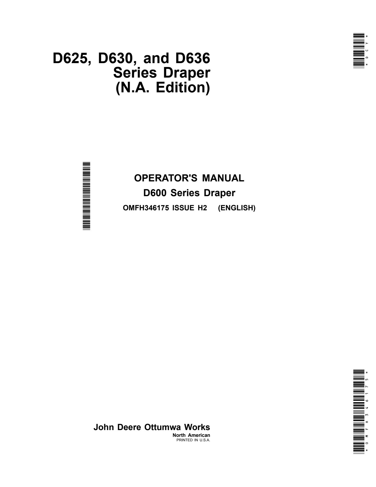 John Deere D625 D630 D636 Header Platform Operator Manual OMFH346175 1 John Deere D625 D630 D636 Header Platform Operator Manual OMFH346175