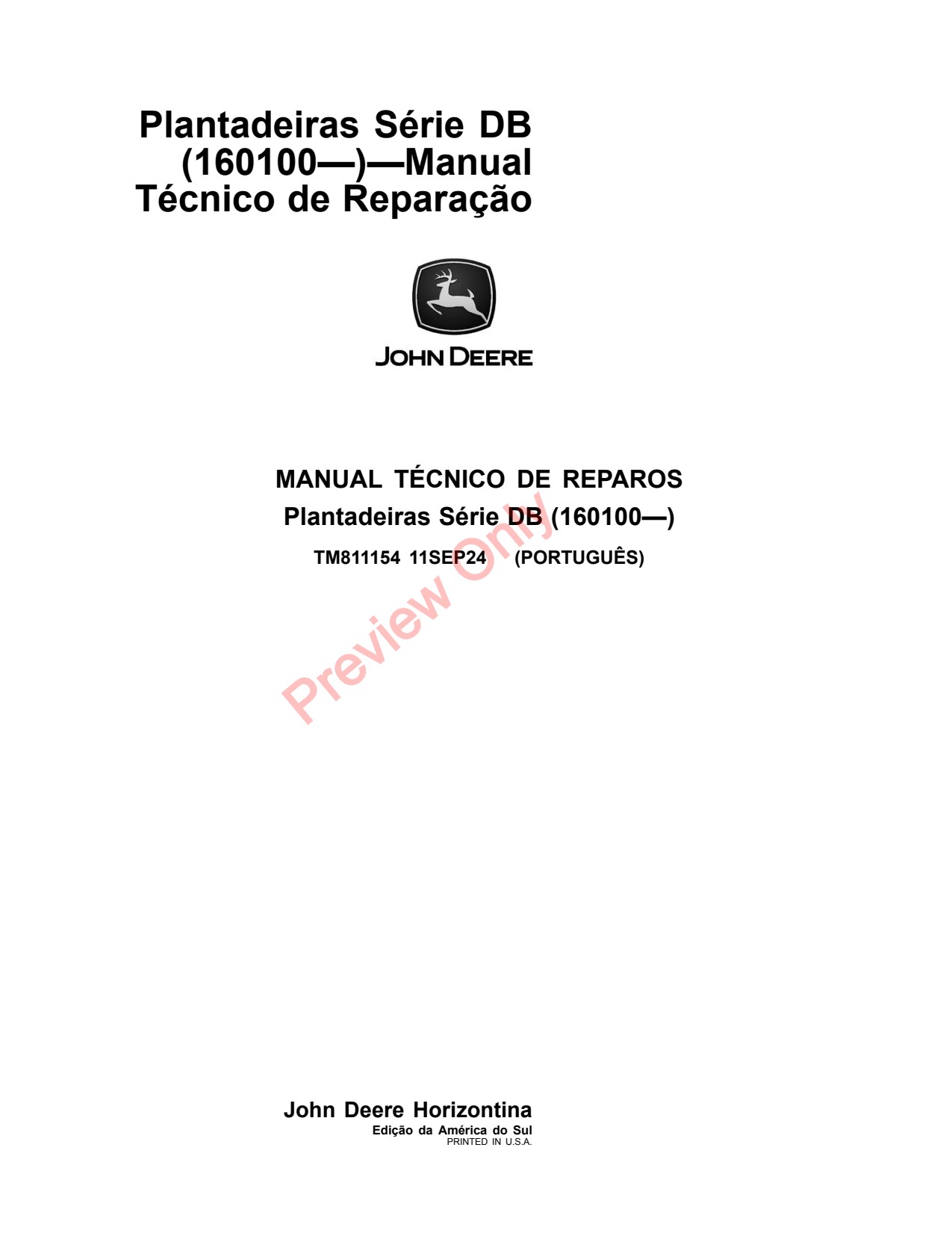 John Deere DB40 DB50 DB74 DB90 Planter Repair Technical Manual TM811154 PT 1 John Deere DB40 DB50 DB74 DB90 Planter Repair Technical Manual TM811154 PT