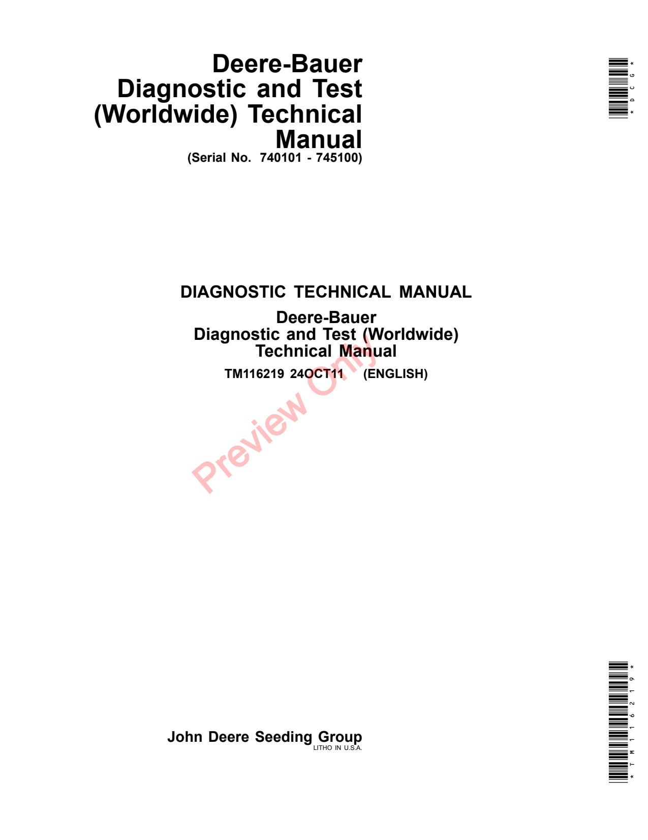 John Deere DB58 DB60 DB44 DB120 DB50 DB55 DB37 Precision Ag Electronics Diagnostic Technical Manual TM116219 1 John Deere DB58 DB60 DB44 DB120 DB50 DB55 DB37 Precision Ag Electronics Diagnostic Technical Manual TM116219