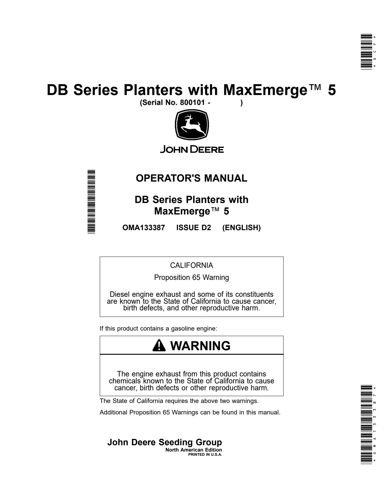 John Deere DB60 Planter Operator Manual OMA133387 1 John Deere DB60 Planter Operator Manual OMA133387