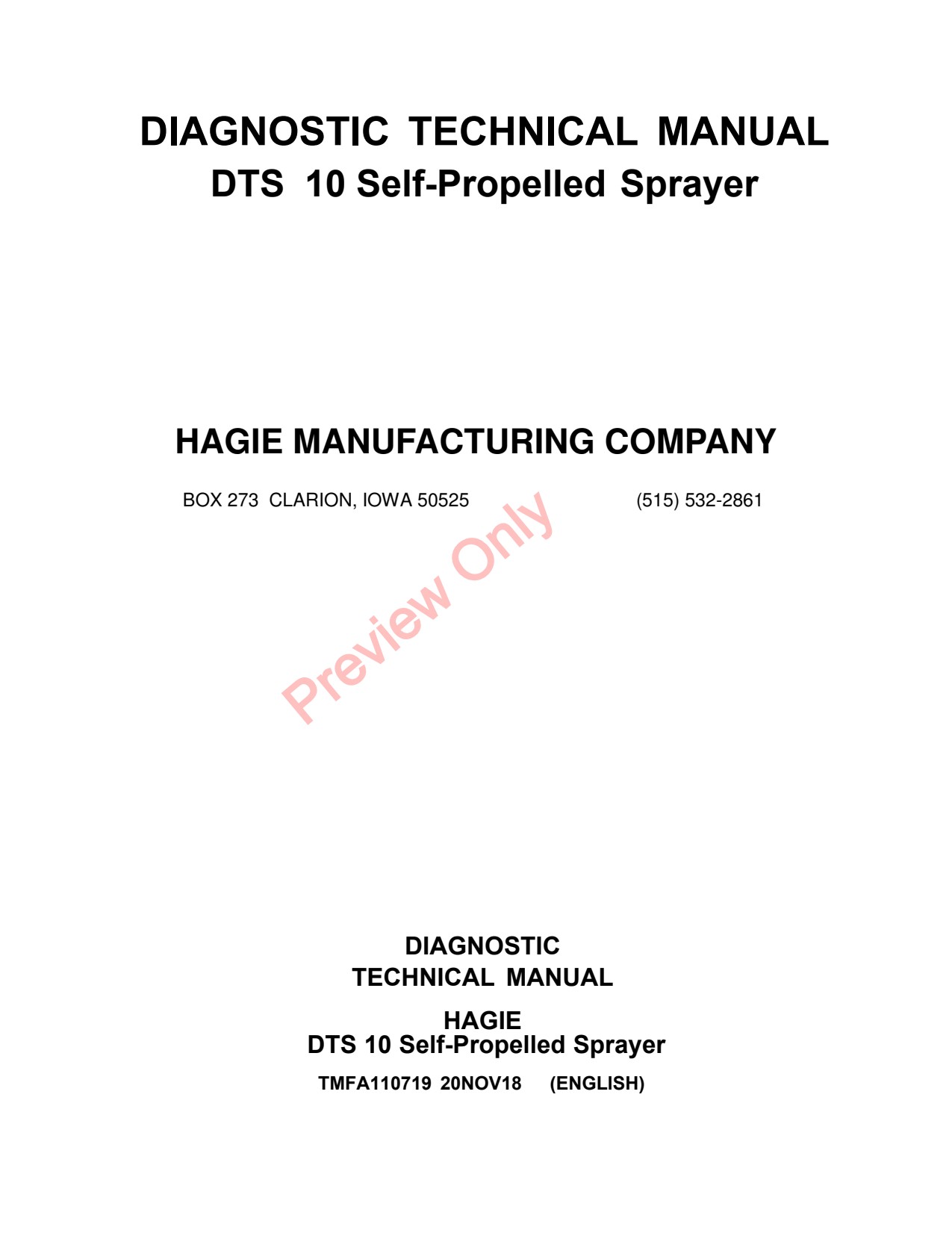 John Deere DTS10 Self-Propelled Sprayer Diagnostic Technical Manual TMFA110719 1 John Deere DTS10 Self-Propelled Sprayer Diagnostic Technical Manual TMFA110719