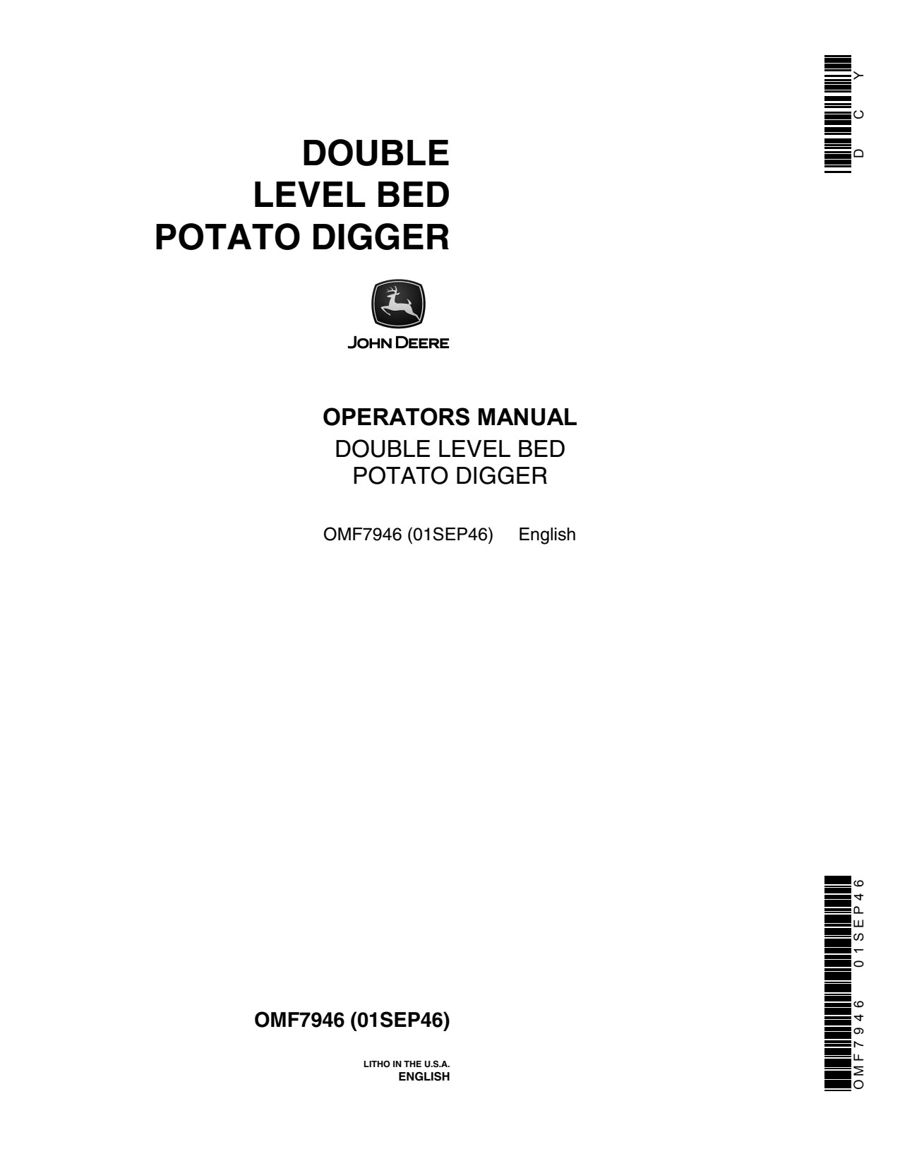John Deere Double Level Bed Potato Digger Operator Manual OMF7946 1 John Deere Double Level Bed Potato Digger Operator Manual OMF7946