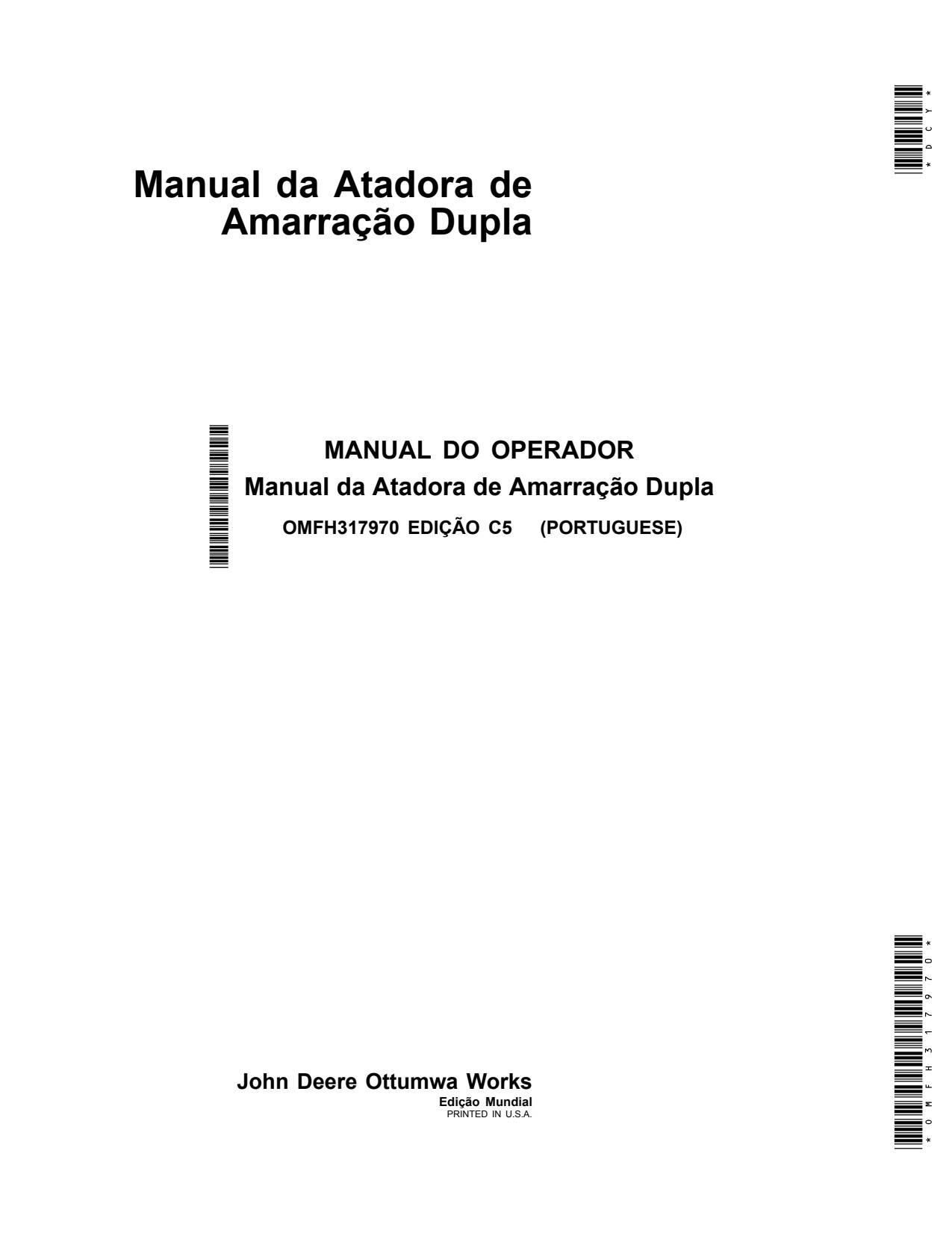 John Deere Double Tie Knotter Handbook Baler Operator's Manual OMFH317970 PT 1 John Deere Double Tie Knotter Handbook Baler Operator's Manual OMFH317970 PT