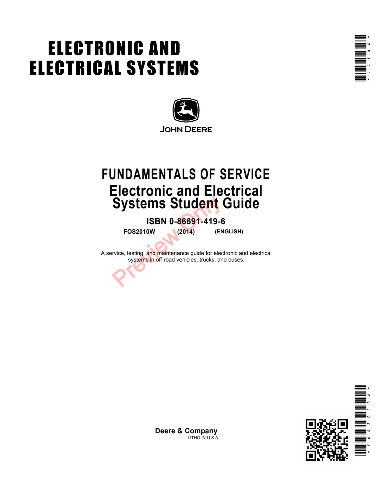 John Deere Electronic Electrical Systems Student Guide 10th Edition Educational Material FOS2010W 1 John Deere Electronic Electrical Systems Student Guide 10th Edition Educational Material FOS2010W