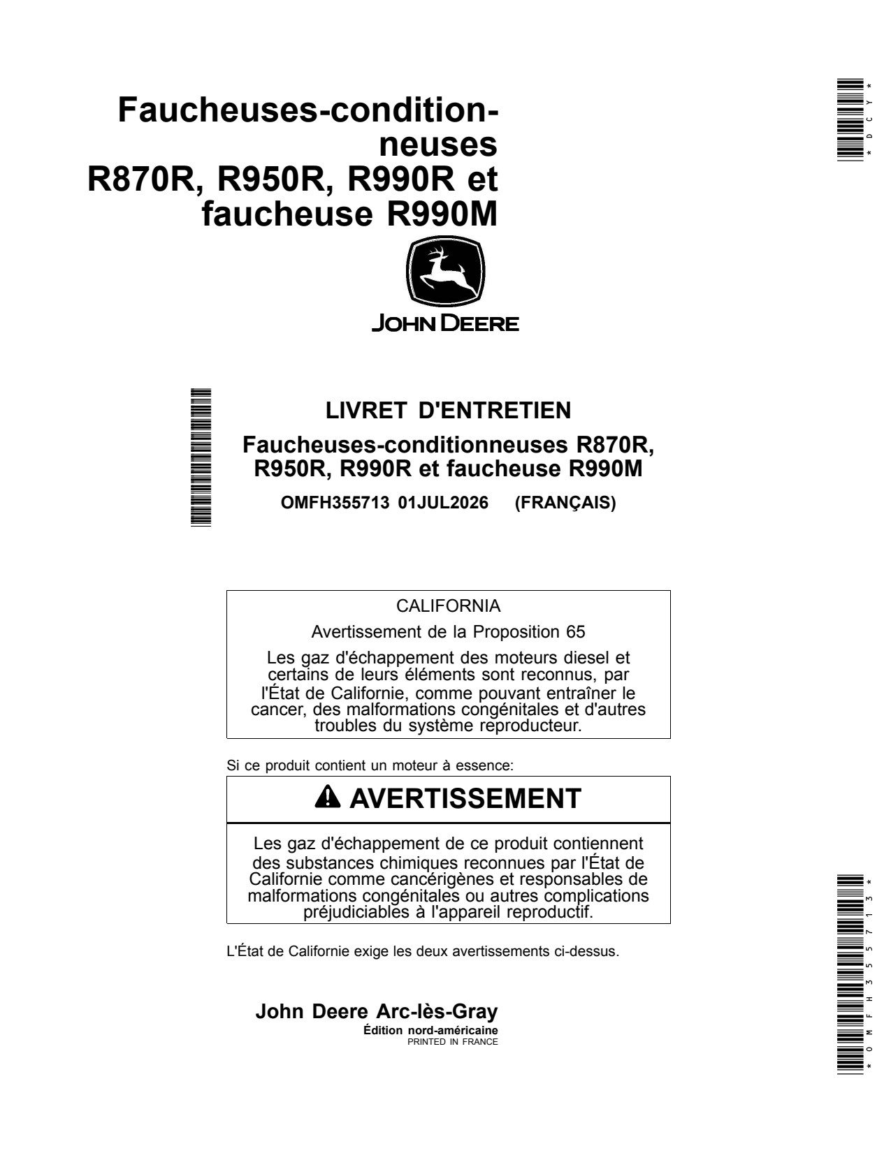 John Deere F350R F310R Mower Conditioner Operator Manual OMFH355713 FR 1 John Deere F350R F310R Mower Conditioner Operator Manual OMFH355713 FR