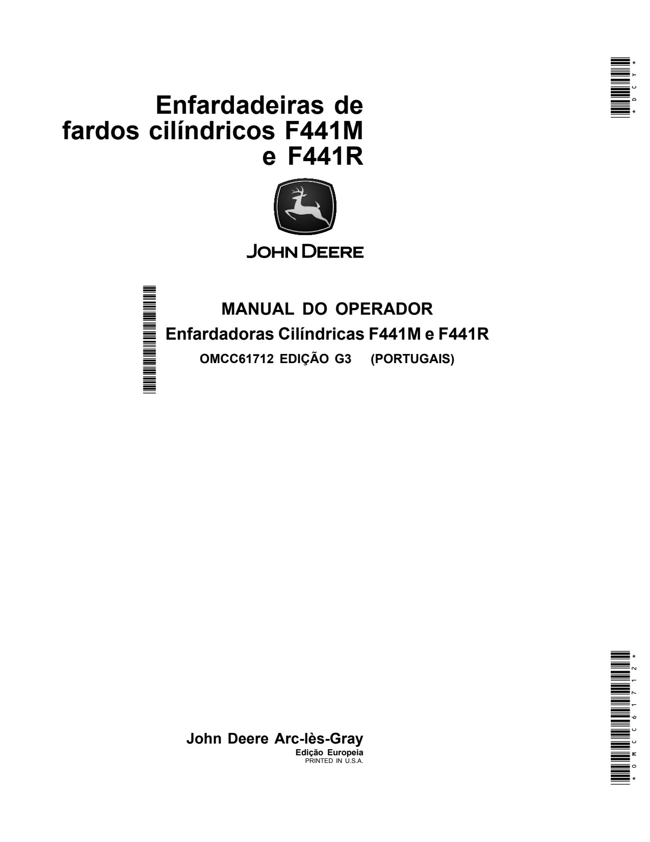 John Deere F441M F441R Round Baler Operator Manual OMCC61712 PT 1 John Deere F441M F441R Round Baler Operator Manual OMCC61712 PT