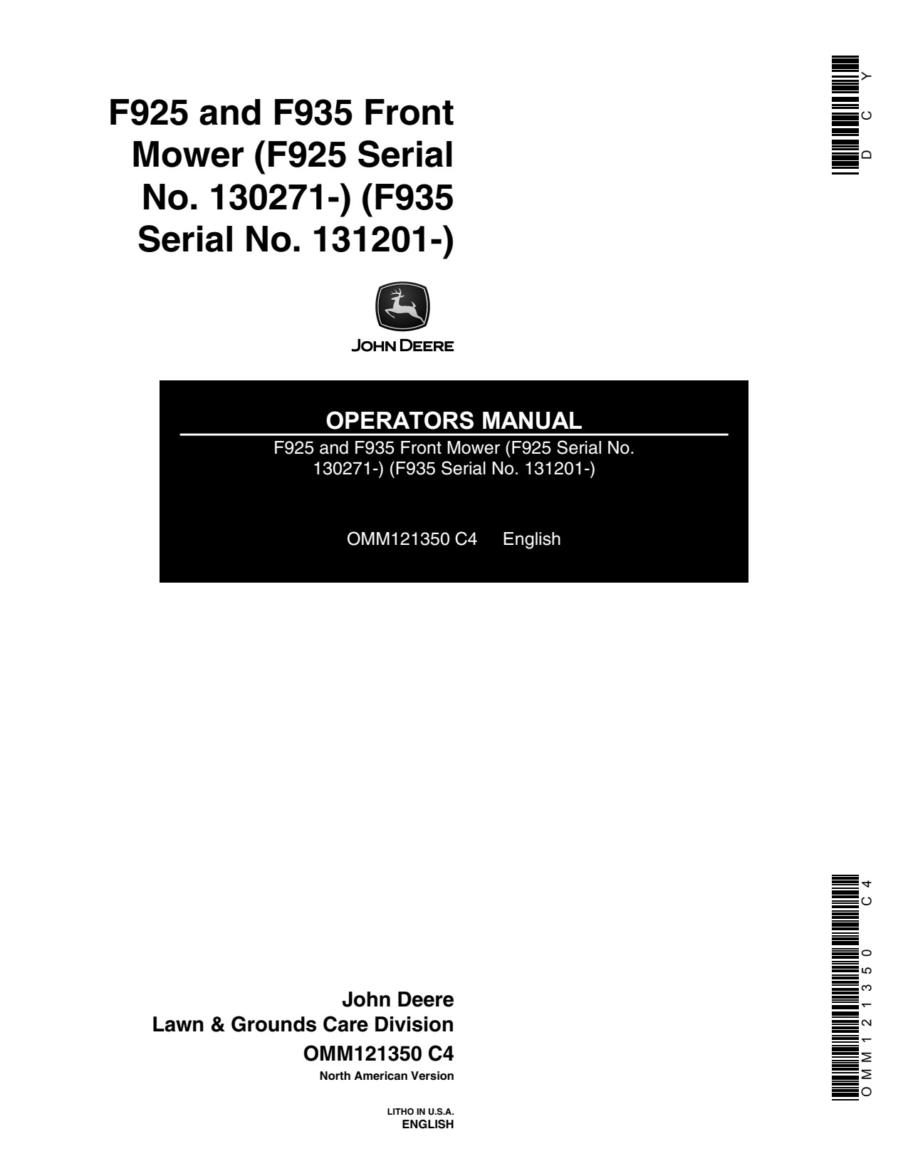 John Deere F925 F935 Front Mower Operator Manual OMM121350 1 John Deere F925 F935 Front Mower Operator Manual OMM121350