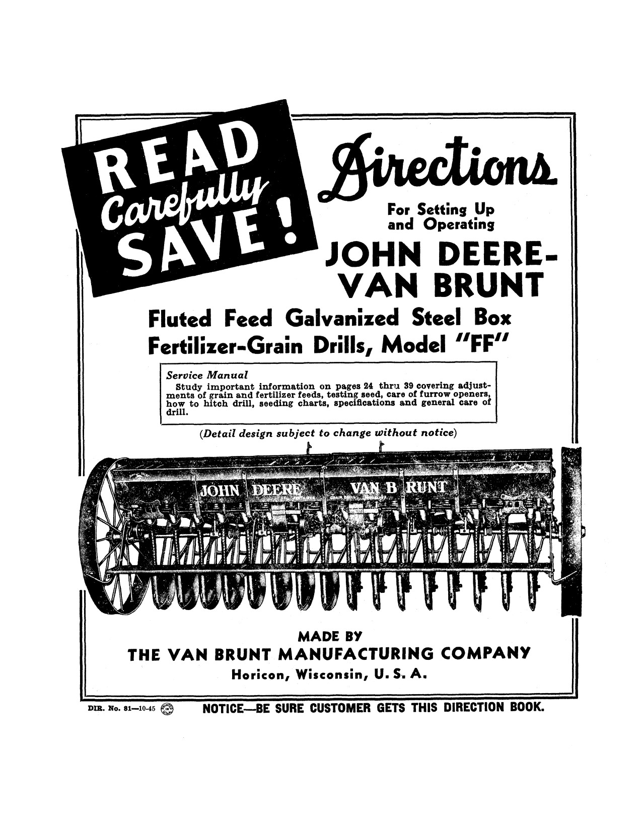 John Deere FF Grain Drill Operator Manual DIR81 1 John Deere FF Grain Drill Operator Manual DIR81