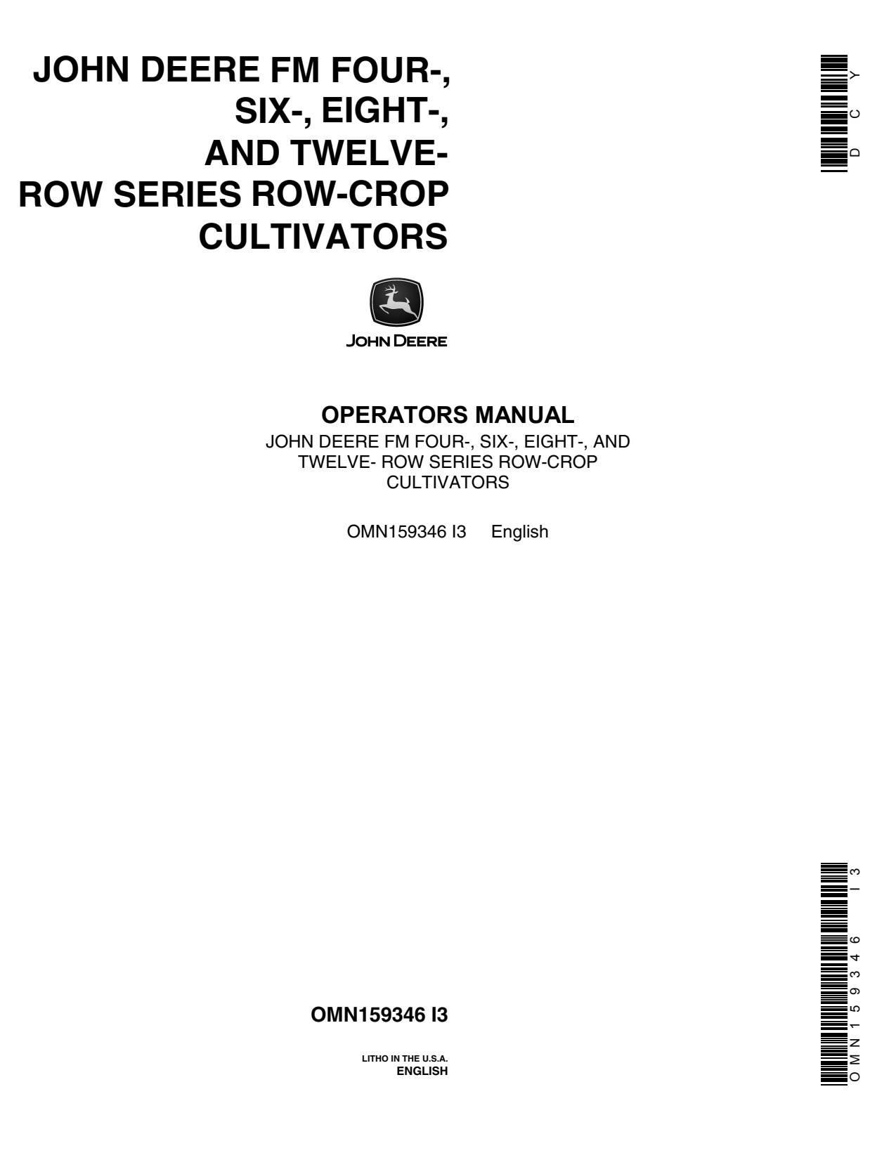 John Deere FM Row-crop Cultivator Operator Manual OMN159346 1 John Deere FM Row-crop Cultivator Operator Manual OMN159346