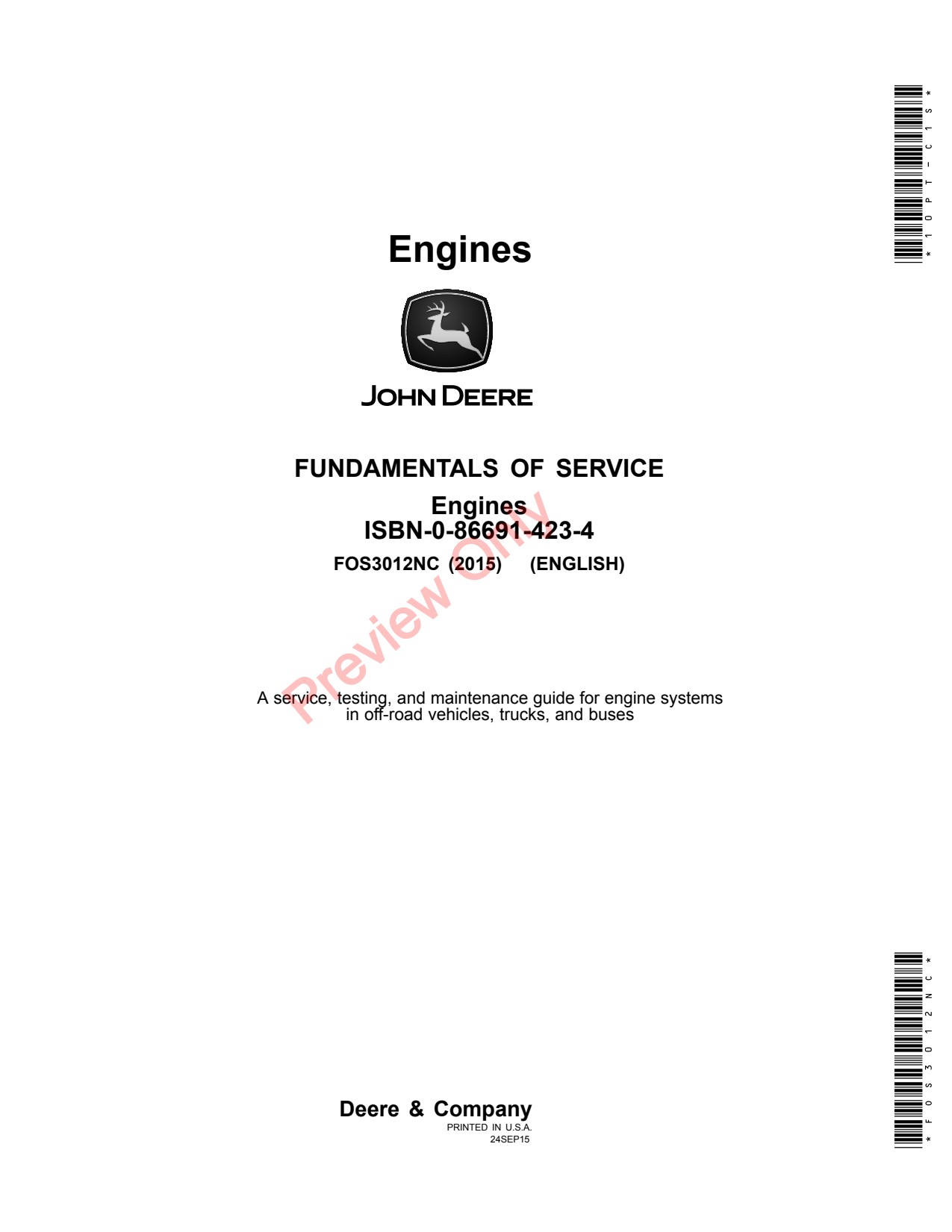 John Deere FOS 12TH Service Engine FMO Manual FOS3012NC