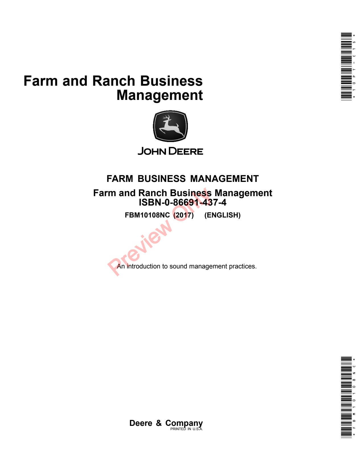 John Deere Farm Ranch Business Management Textbook 8th Edition Educational Material FBM10108NC 1 John Deere Farm Ranch Business Management Textbook 8th Edition Educational Material FBM10108NC