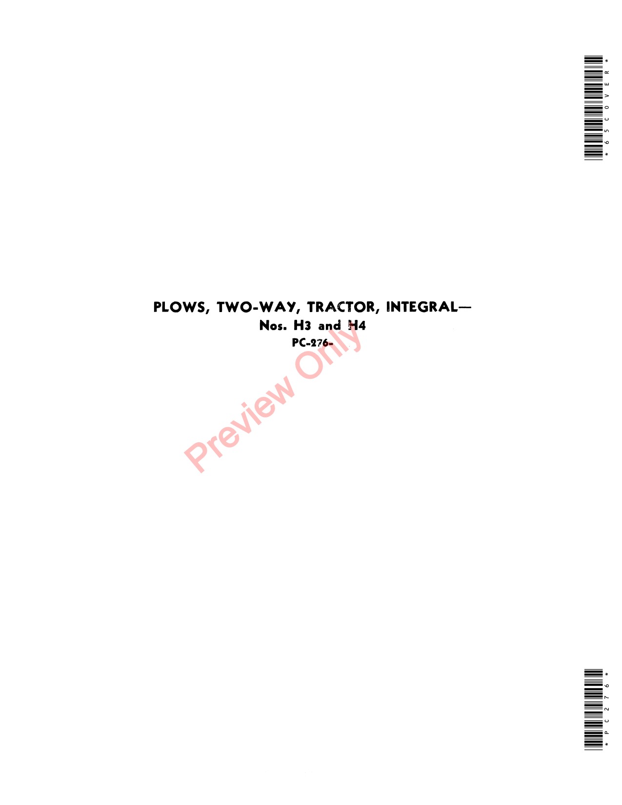 John Deere H3 H4 Two-way Integral Tractor Parts Catalog PC276 1 John Deere H3 H4 Two-way Integral Tractor Parts Catalog PC276