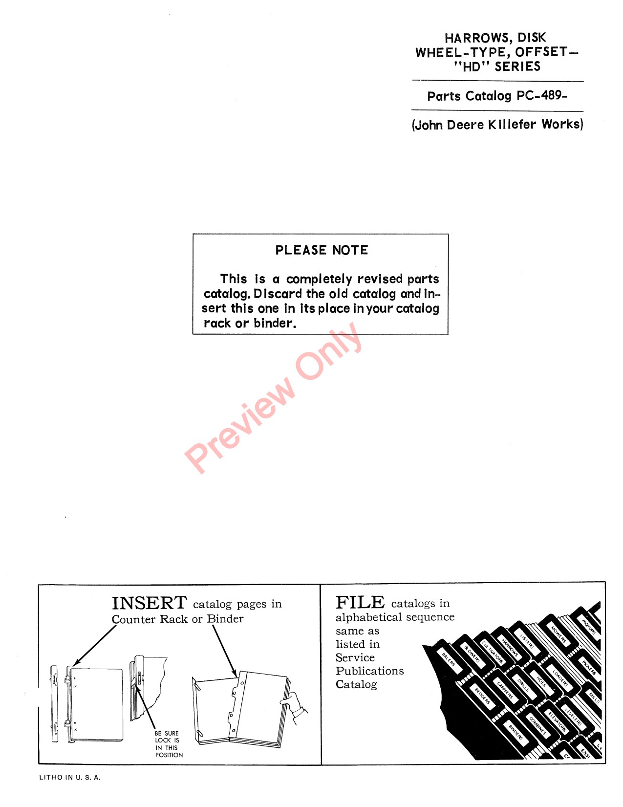 John Deere HD 7HD 8HD 9HD 9XHD 10HD Offset Wheel-type Disk Harrow Parts Catalog PC489 1 John Deere HD 7HD 8HD 9HD 9XHD 10HD Offset Wheel-type Disk Harrow Parts Catalog PC489